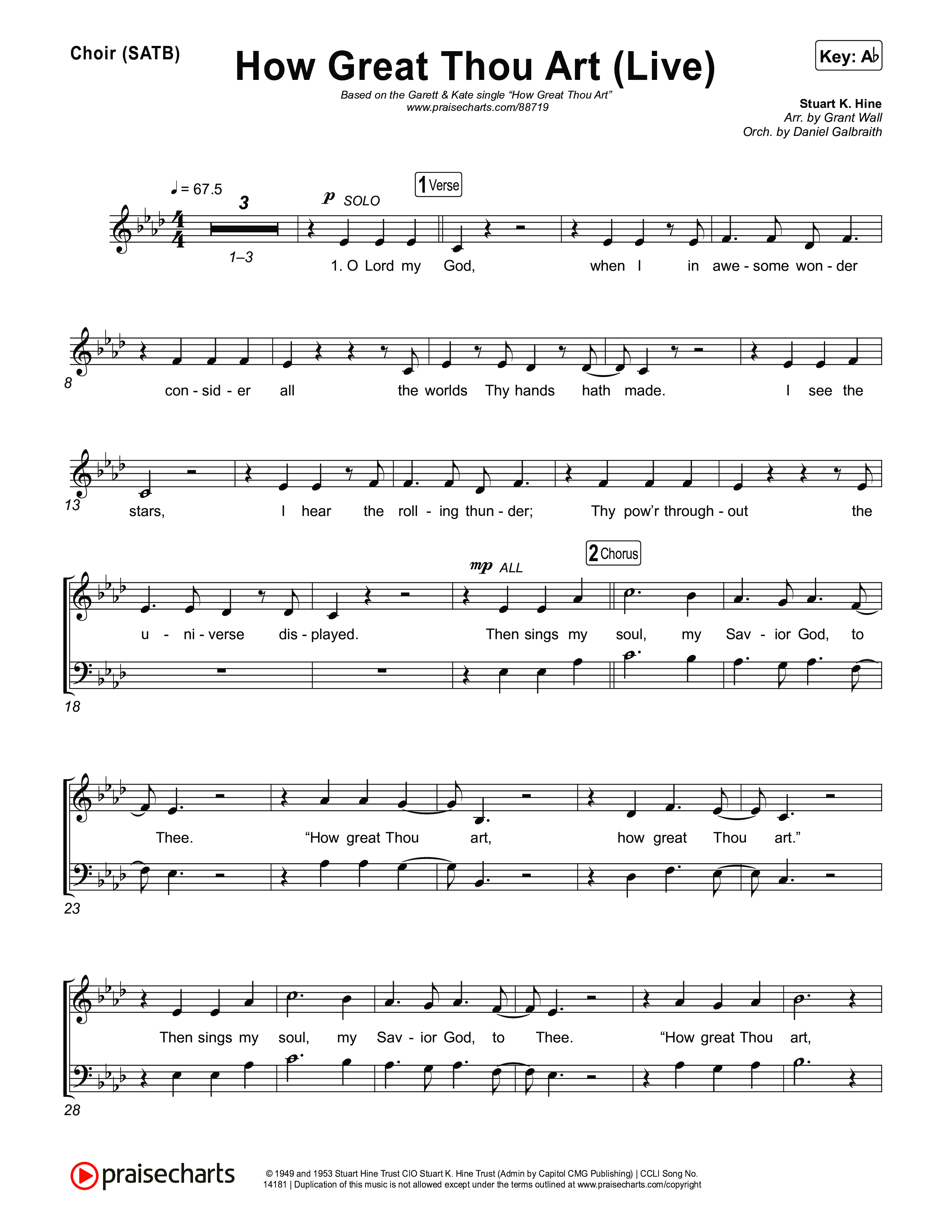 How Great Thou Art (Live) Choir Sheet (SATB) (Bethel Music / Garett & Kate)