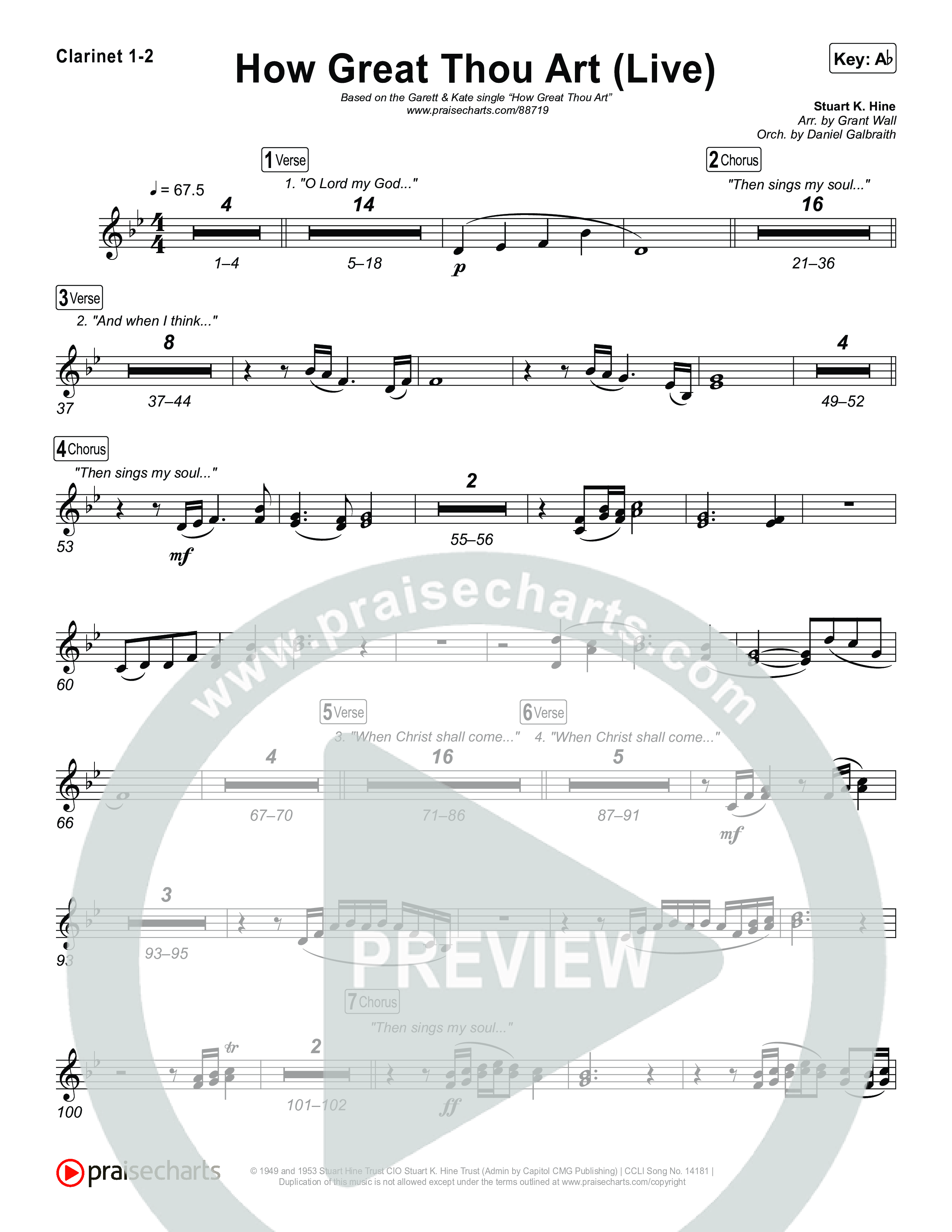 How Great Thou Art (Live) Clarinet 1,2 (Bethel Music / Garett & Kate)