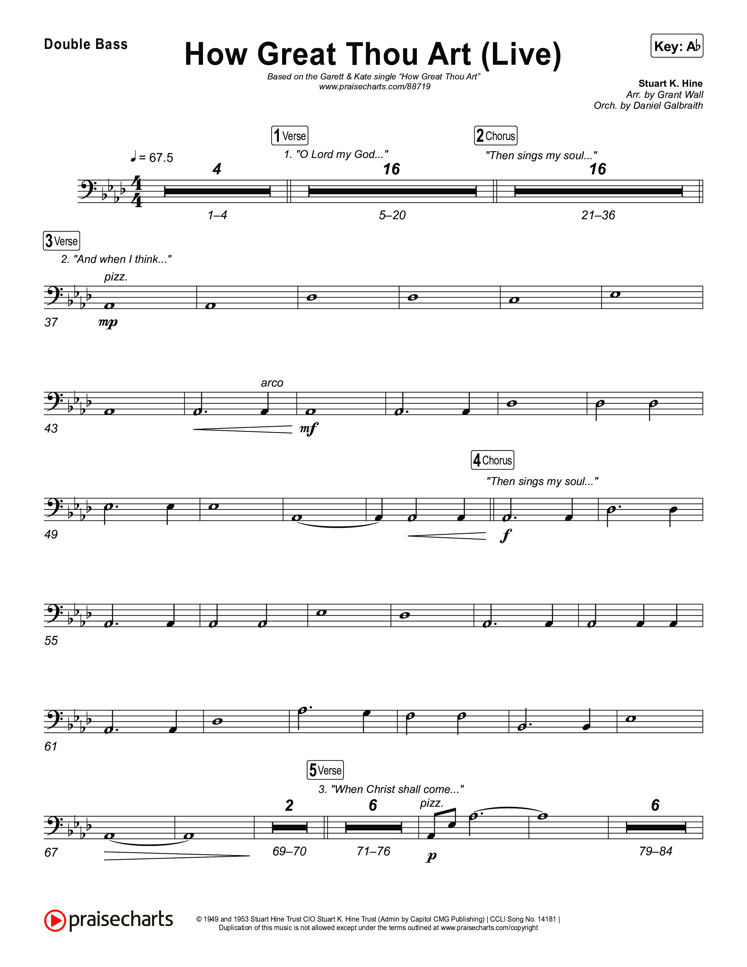 How Great Thou Art (Live) String Bass (Bethel Music / Garett & Kate)