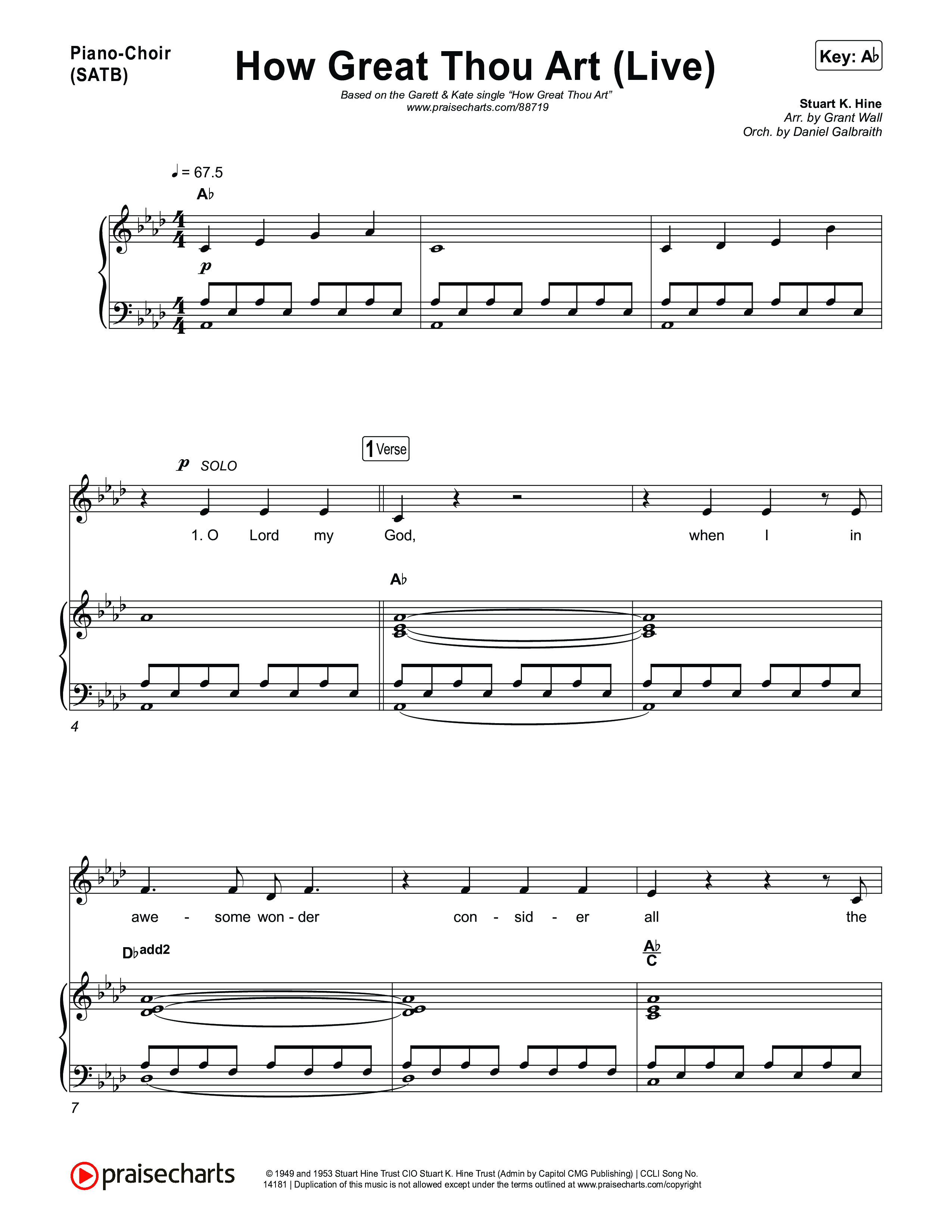 How Great Thou Art (Live) Piano/Vocal Pack (Bethel Music / Garett & Kate)