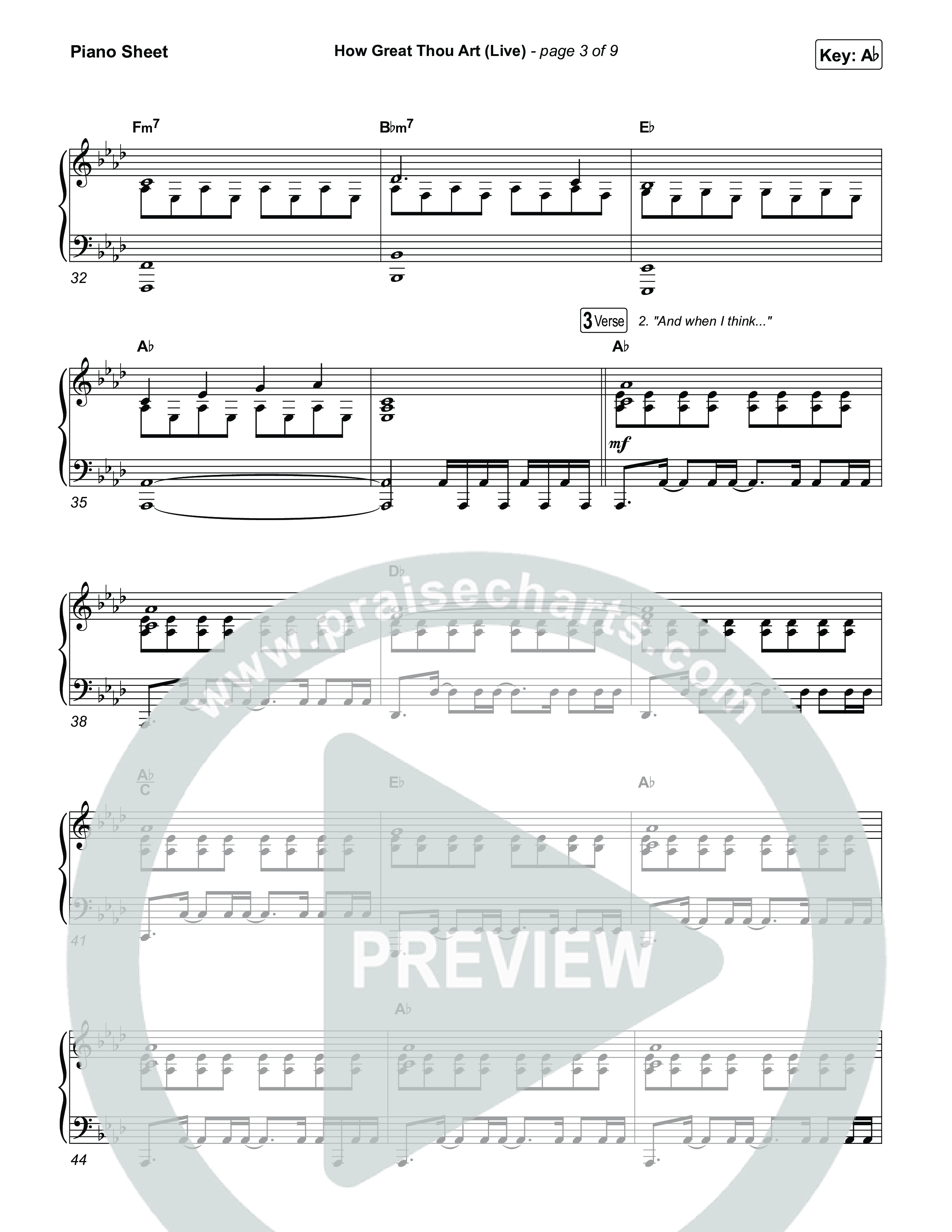 How Great Thou Art (Live) Piano Sheet (Bethel Music / Garett & Kate)