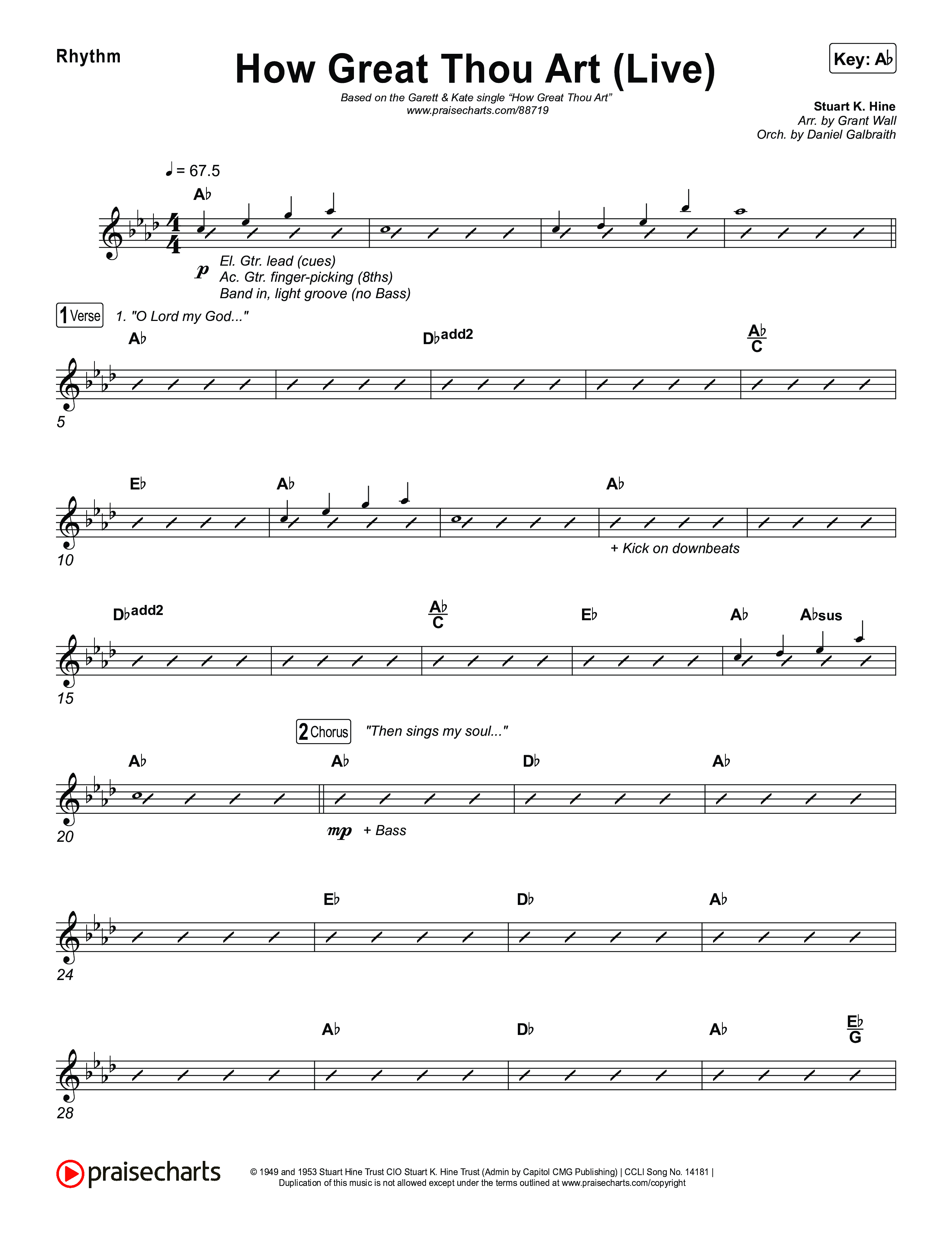 How Great Thou Art (Live) Rhythm Chart (Bethel Music / Garett & Kate)