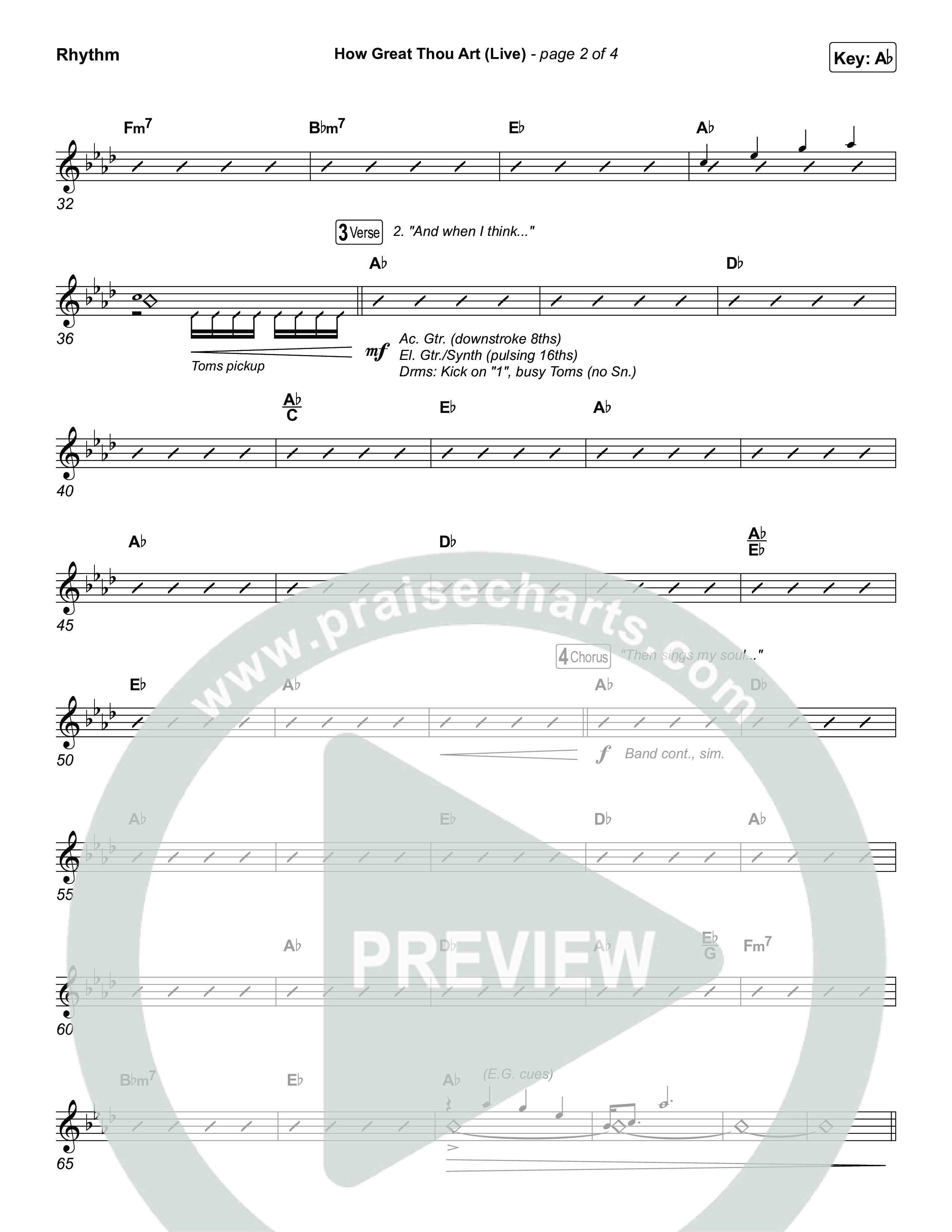 How Great Thou Art (Live) Rhythm Chart (Bethel Music / Garett & Kate)