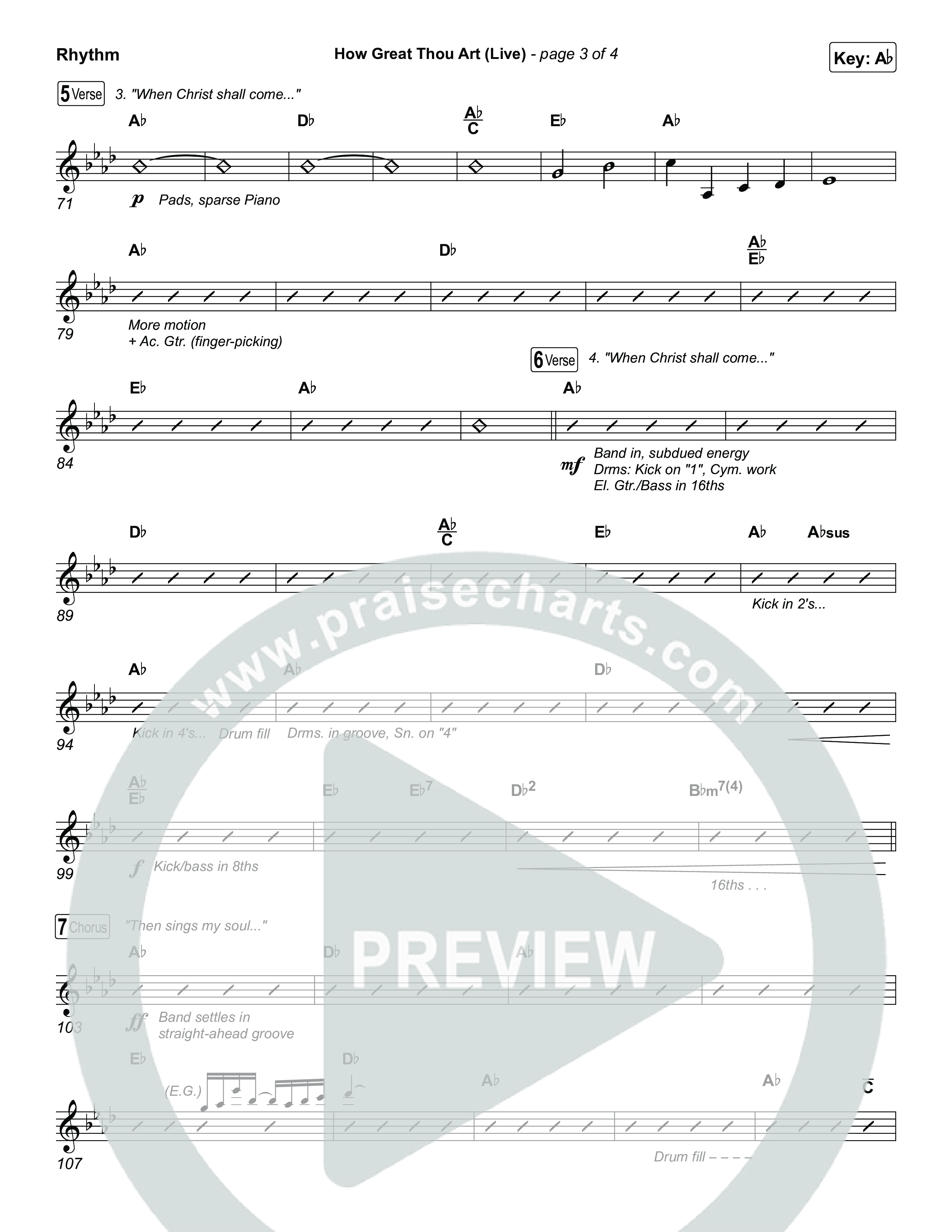 How Great Thou Art (Live) Rhythm Chart (Bethel Music / Garett & Kate)
