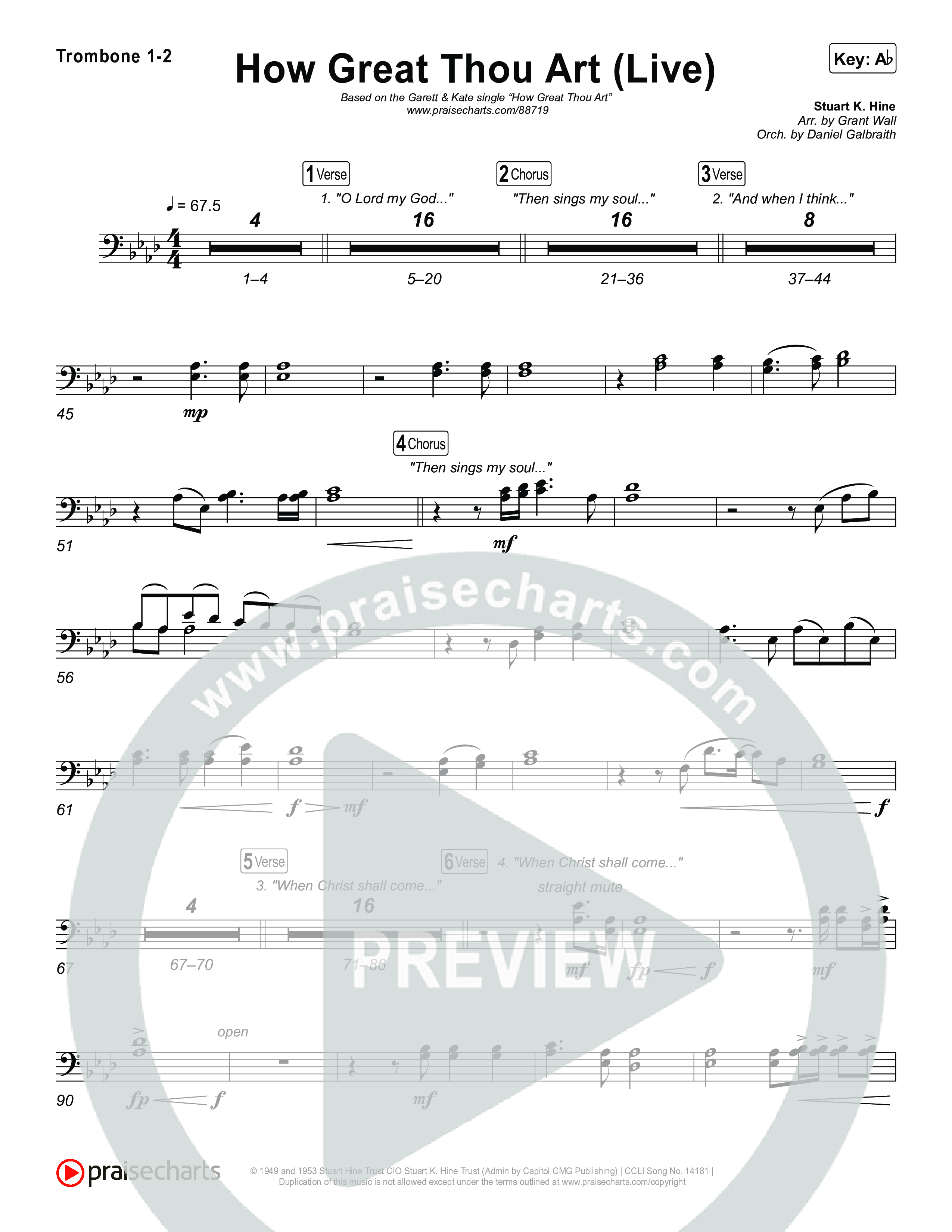 How Great Thou Art (Live) Trombone 1,2 (Bethel Music / Garett & Kate)