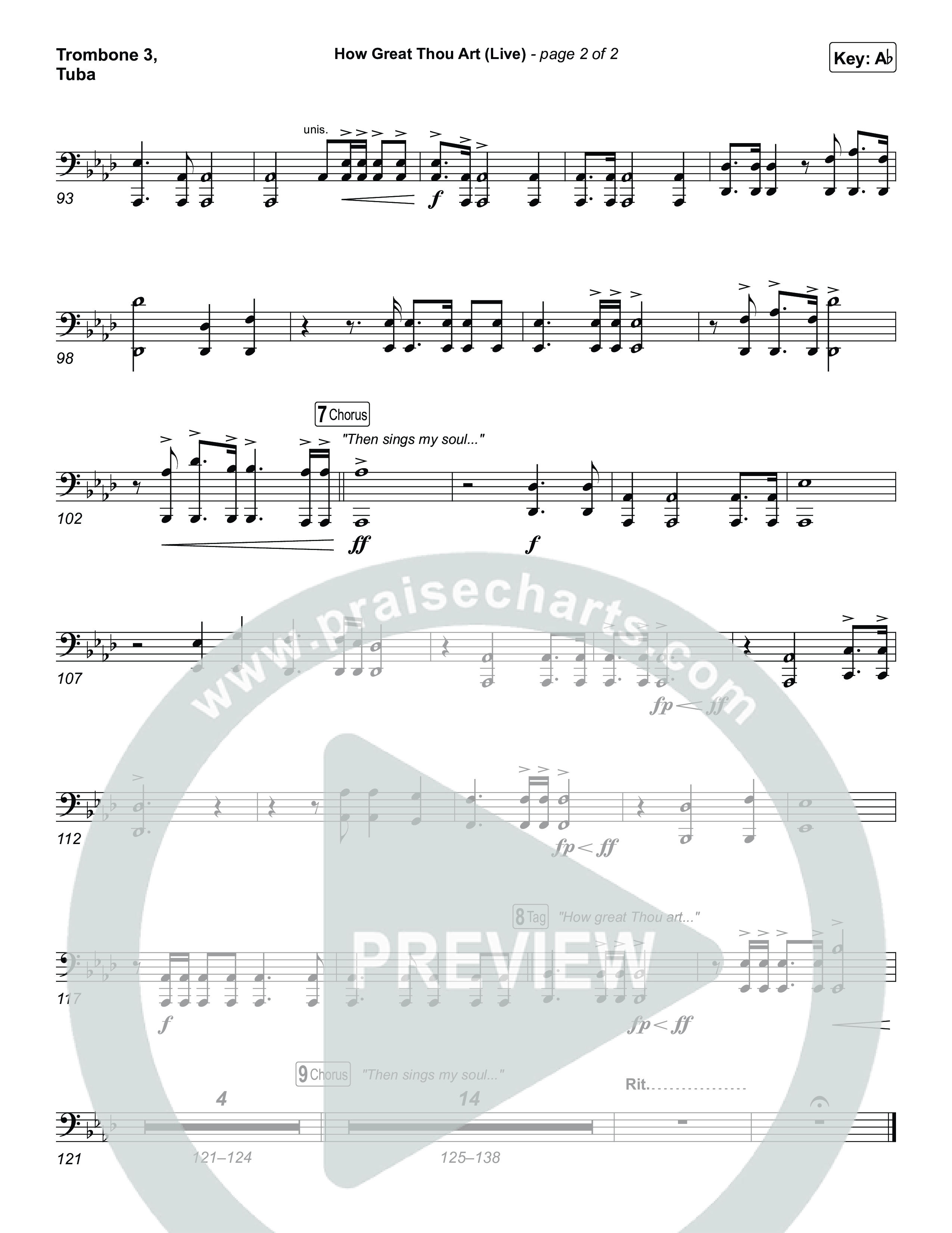 How Great Thou Art (Live) Trombone 3/Tuba (Bethel Music / Garett & Kate)