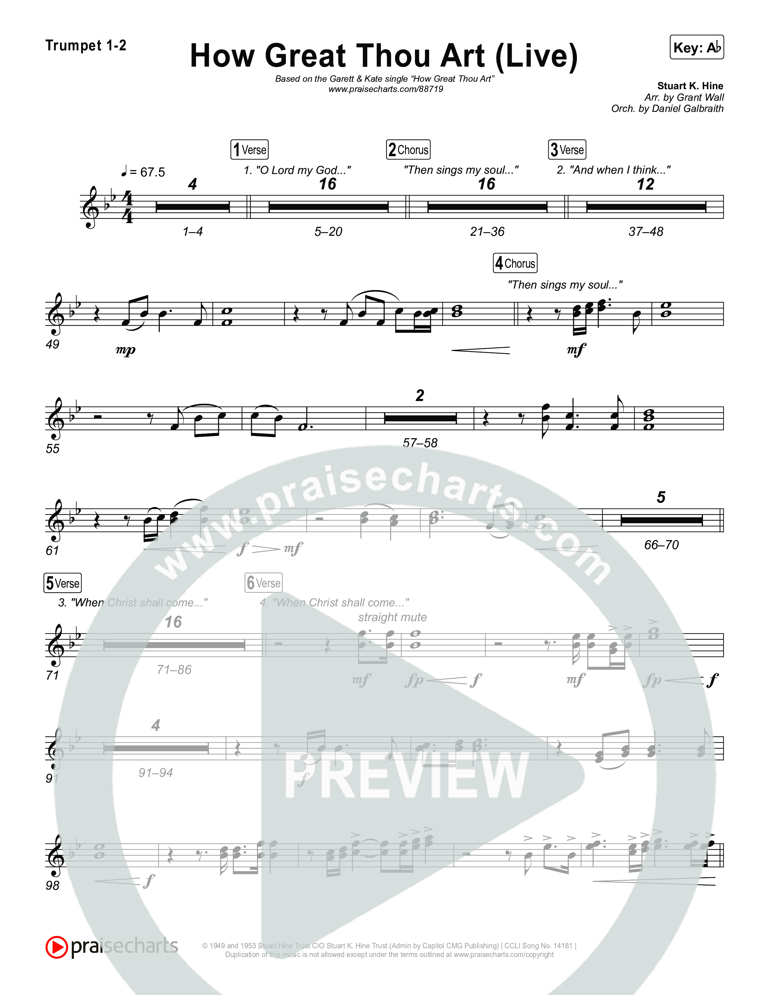 How Great Thou Art (Live) Trumpet 1,2 (Bethel Music / Garett & Kate)