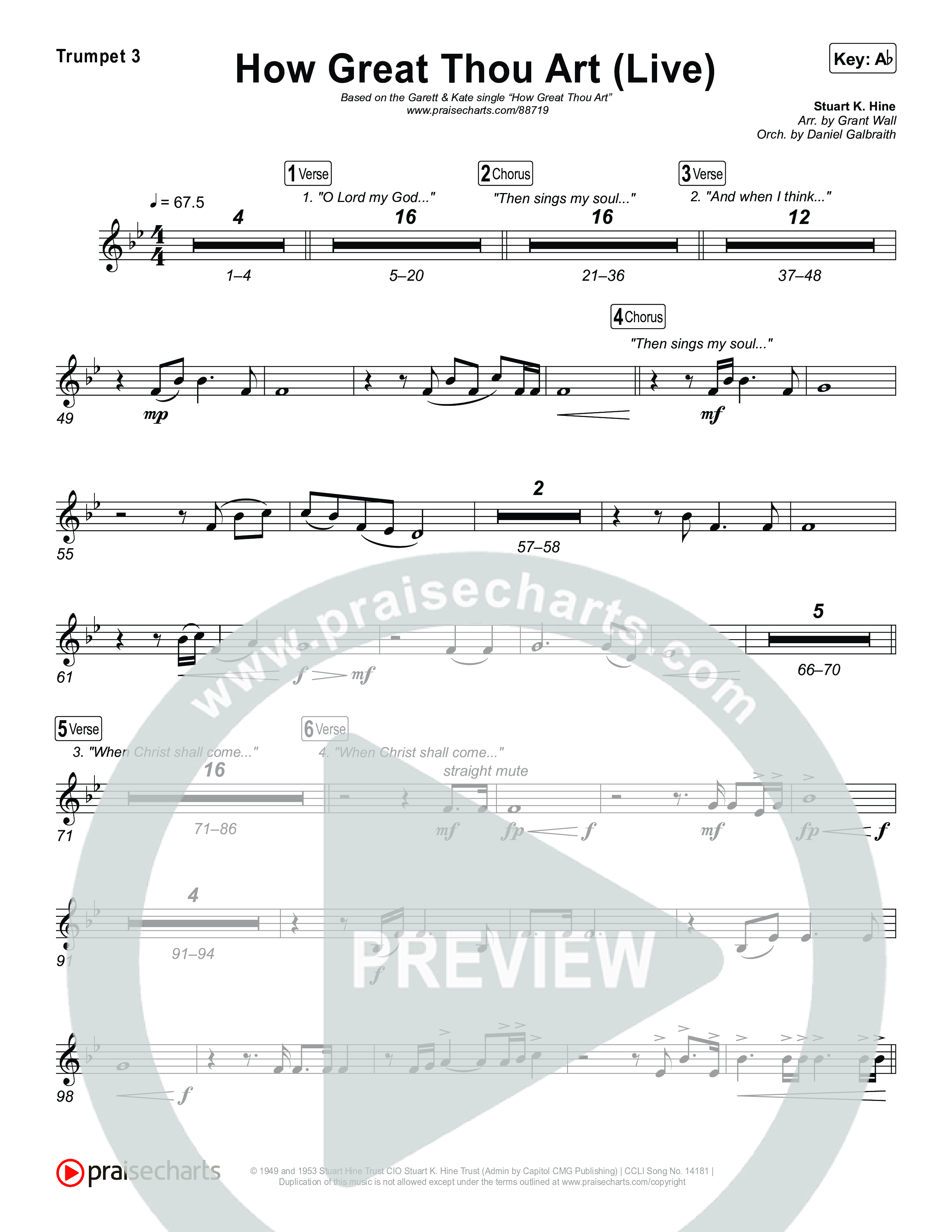 How Great Thou Art (Live) Trumpet 1,2 (Bethel Music / Garett & Kate)