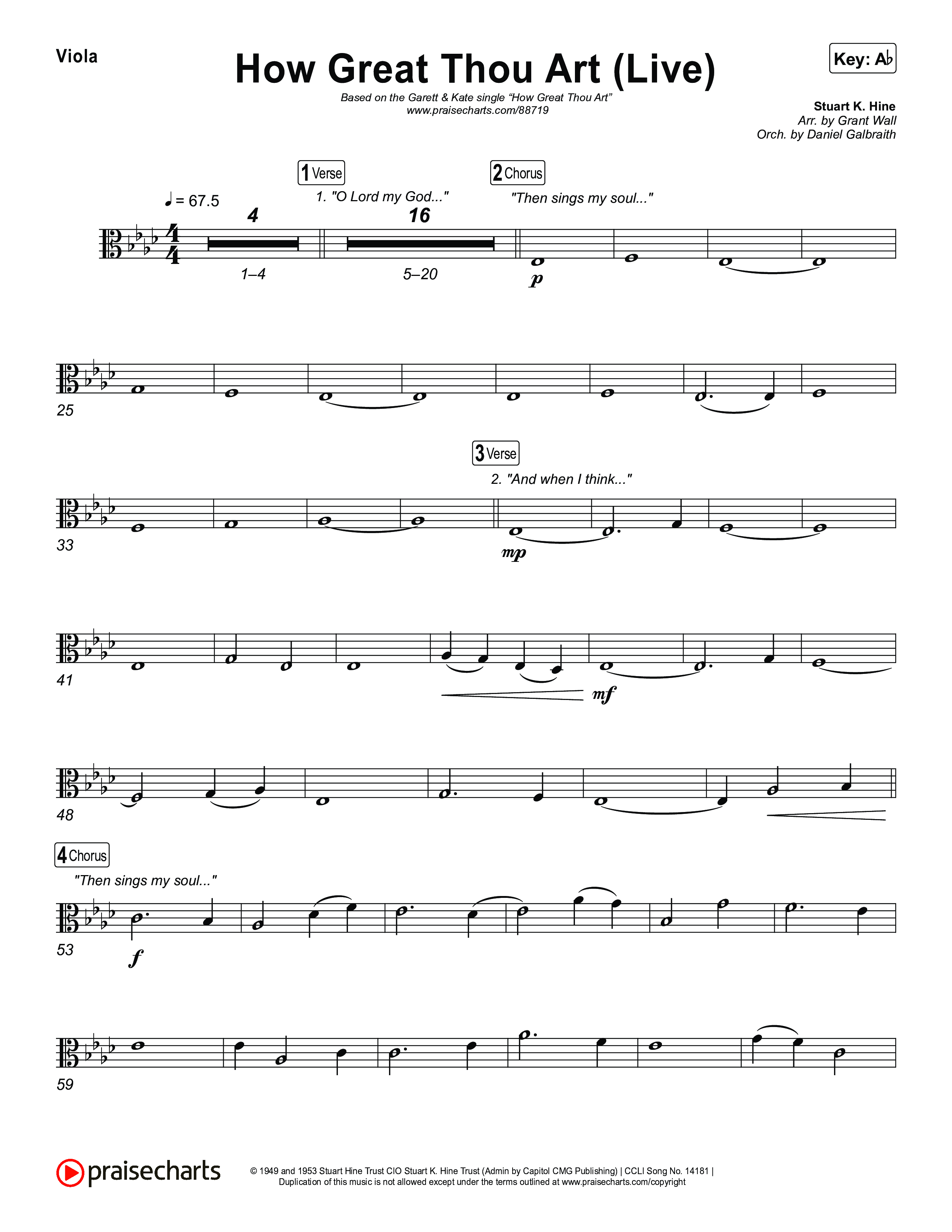 How Great Thou Art (Live) Viola (Bethel Music / Garett & Kate)