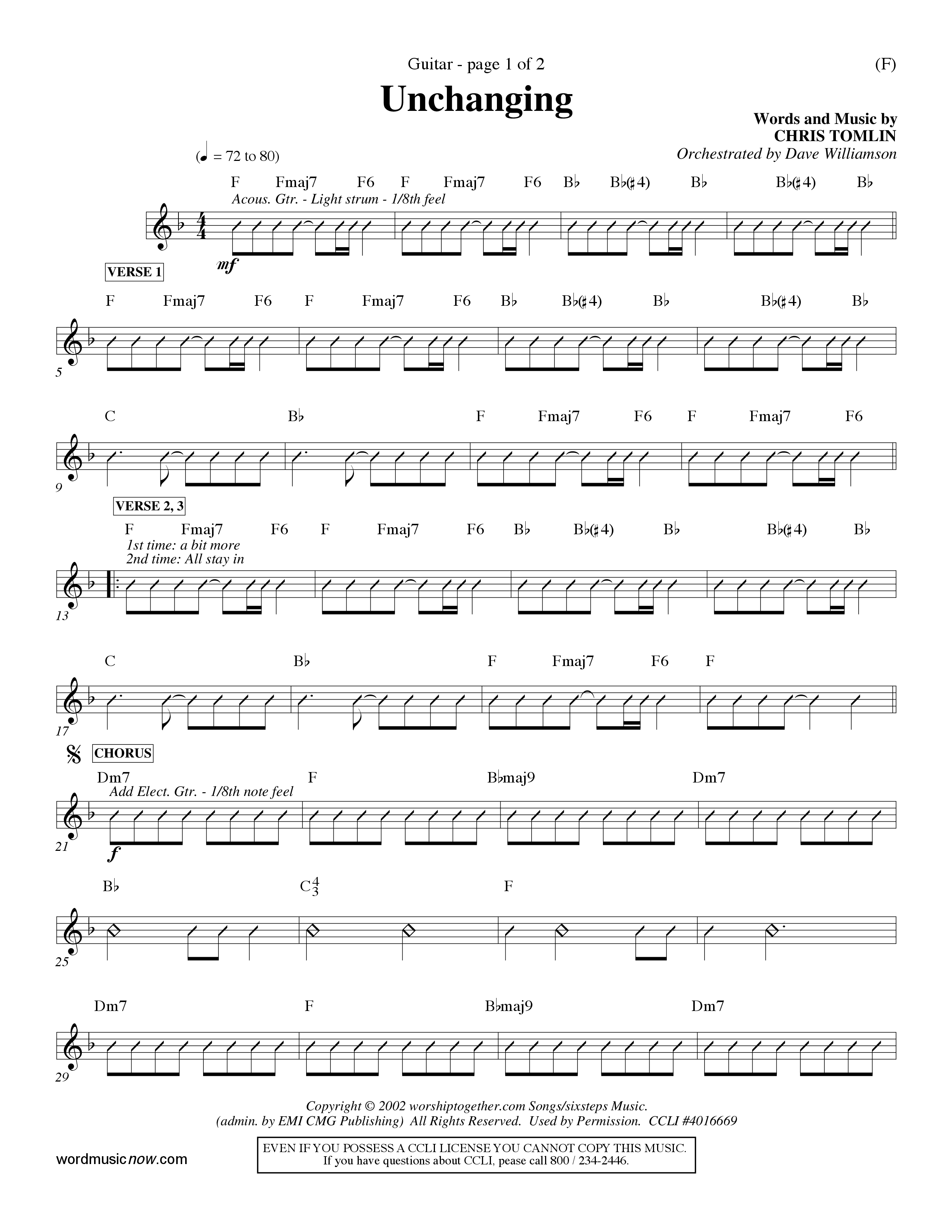 Unchanging (Choral Anthem SATB) Acoustic Guitar (Word Music Choral / Orch. Dave Williamson)