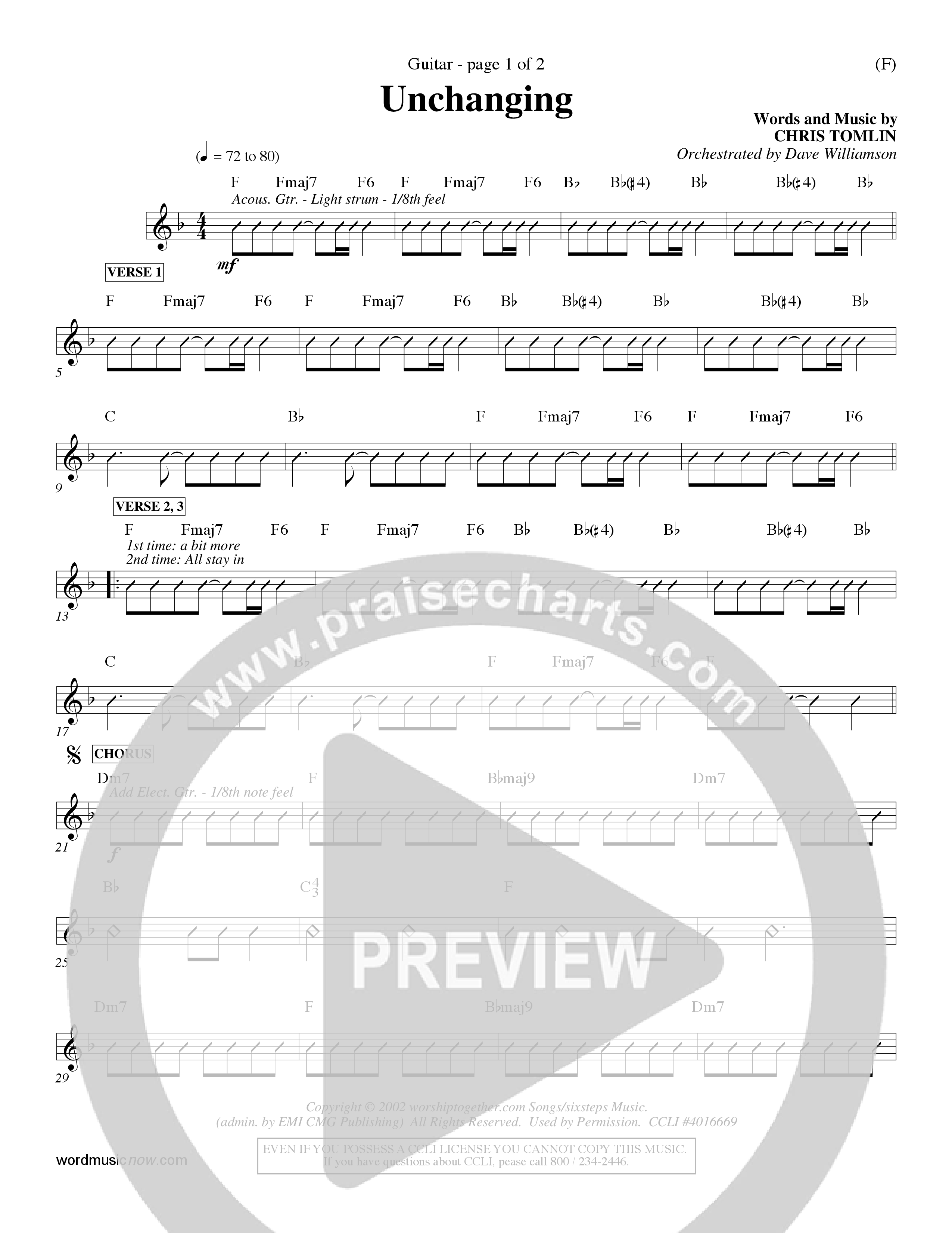 Unchanging (Choral Anthem SATB) Acoustic Guitar (Word Music Choral / Orch. Dave Williamson)