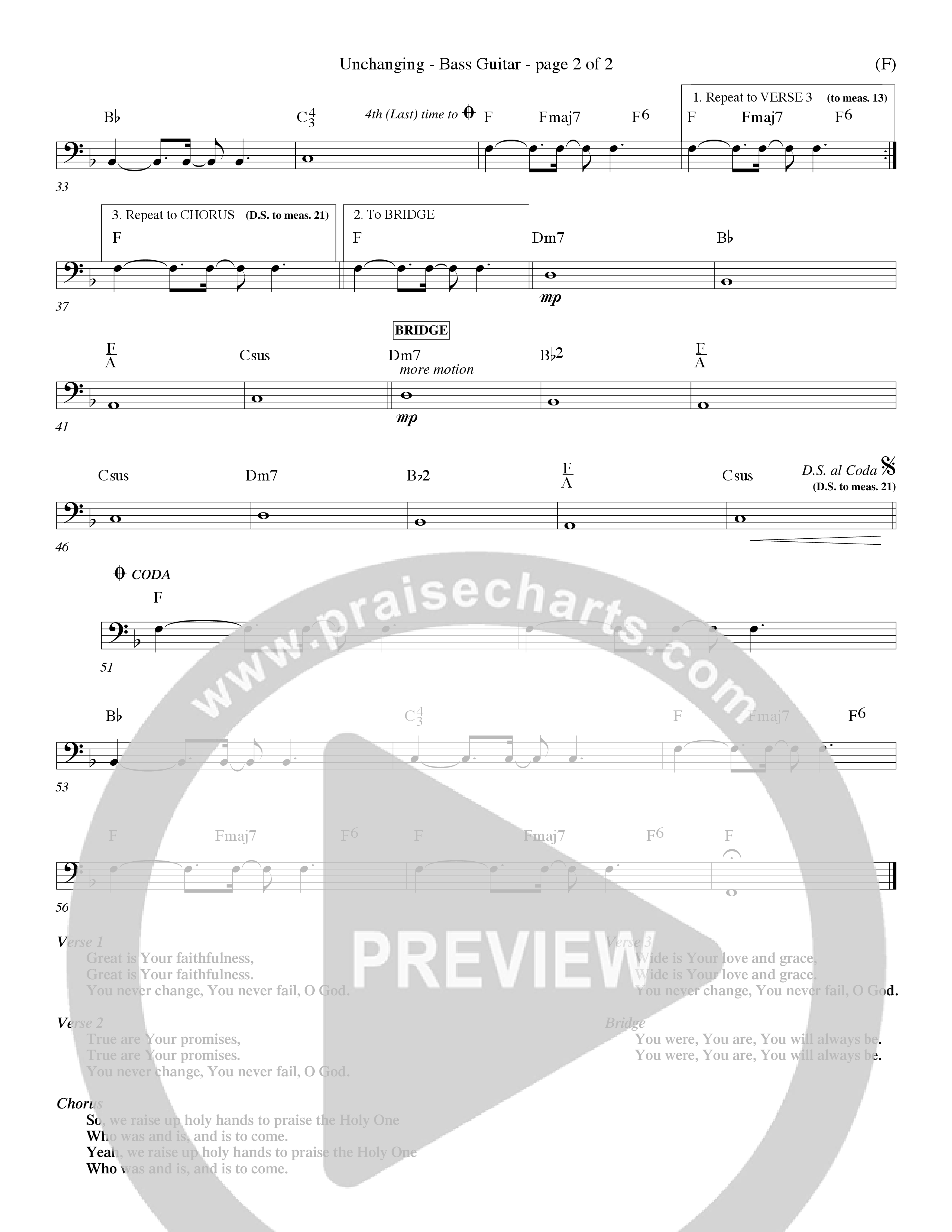 Unchanging (Choral Anthem SATB) Bass Guitar (Word Music Choral / Orch. Dave Williamson)