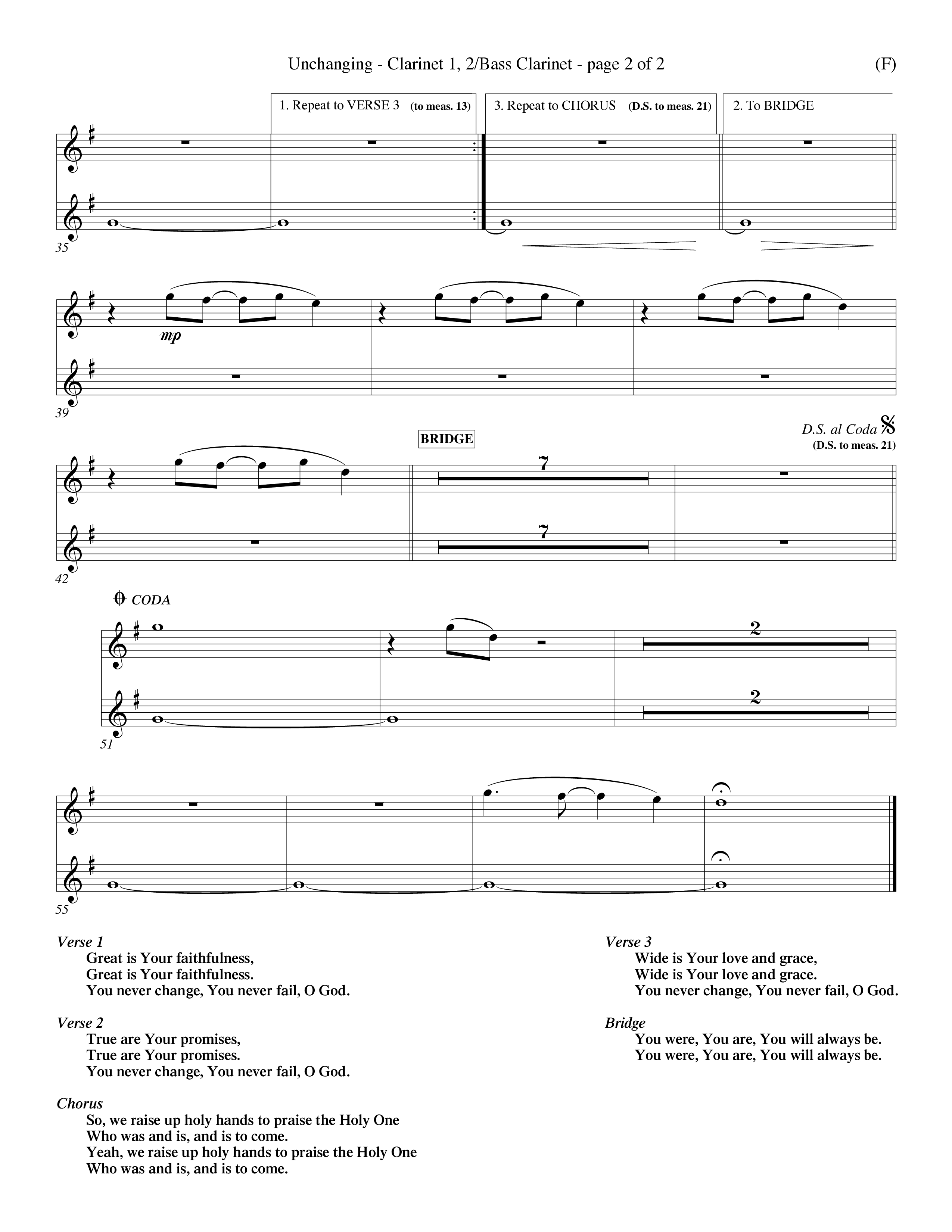 Unchanging (Choral Anthem SATB) Clarinet 1/2, Bass Clarinet (Word Music Choral / Orch. Dave Williamson)
