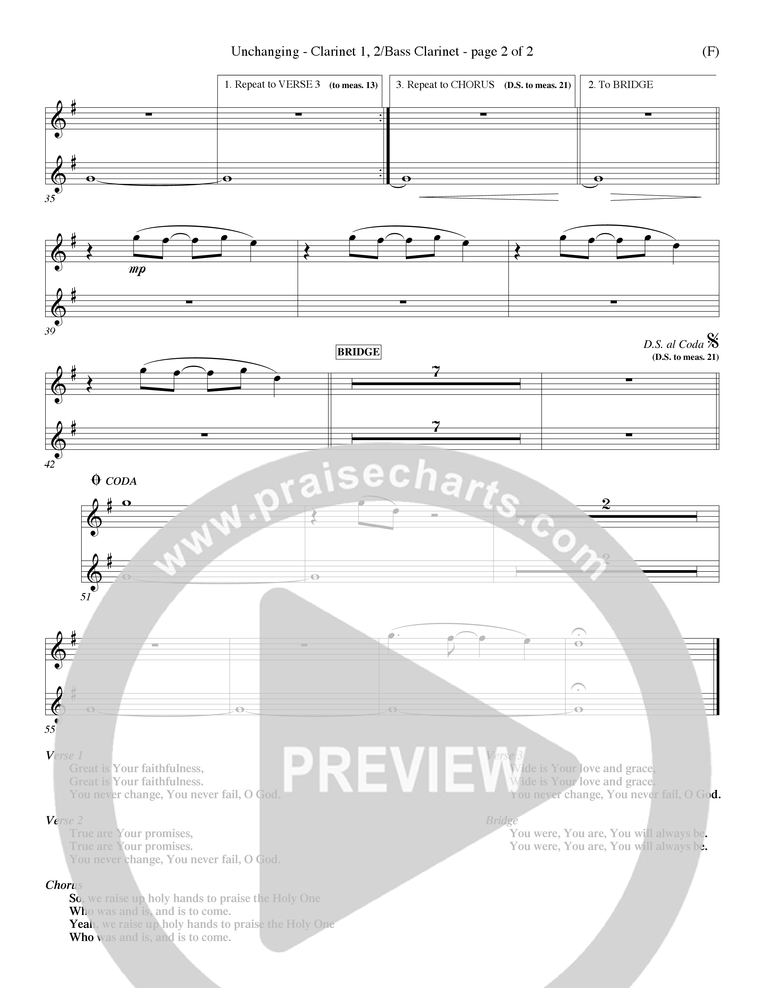 Unchanging (Choral Anthem SATB) Clarinet (Word Music Choral / Orch. Dave Williamson)