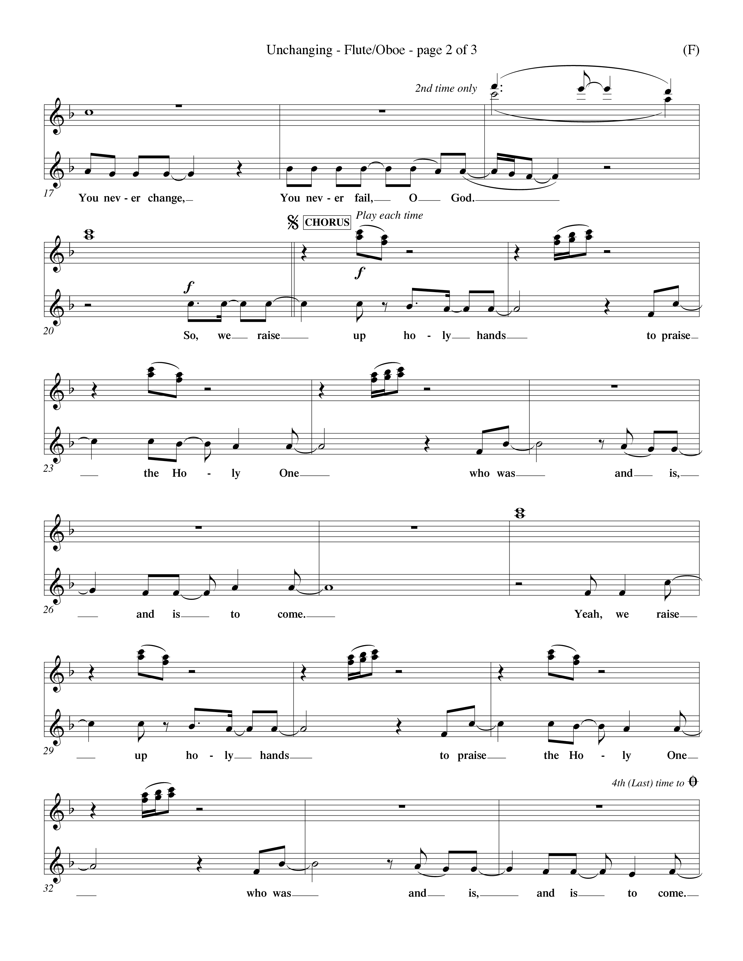 Unchanging (Choral Anthem SATB) Flute/Oboe (Word Music Choral / Orch. Dave Williamson)