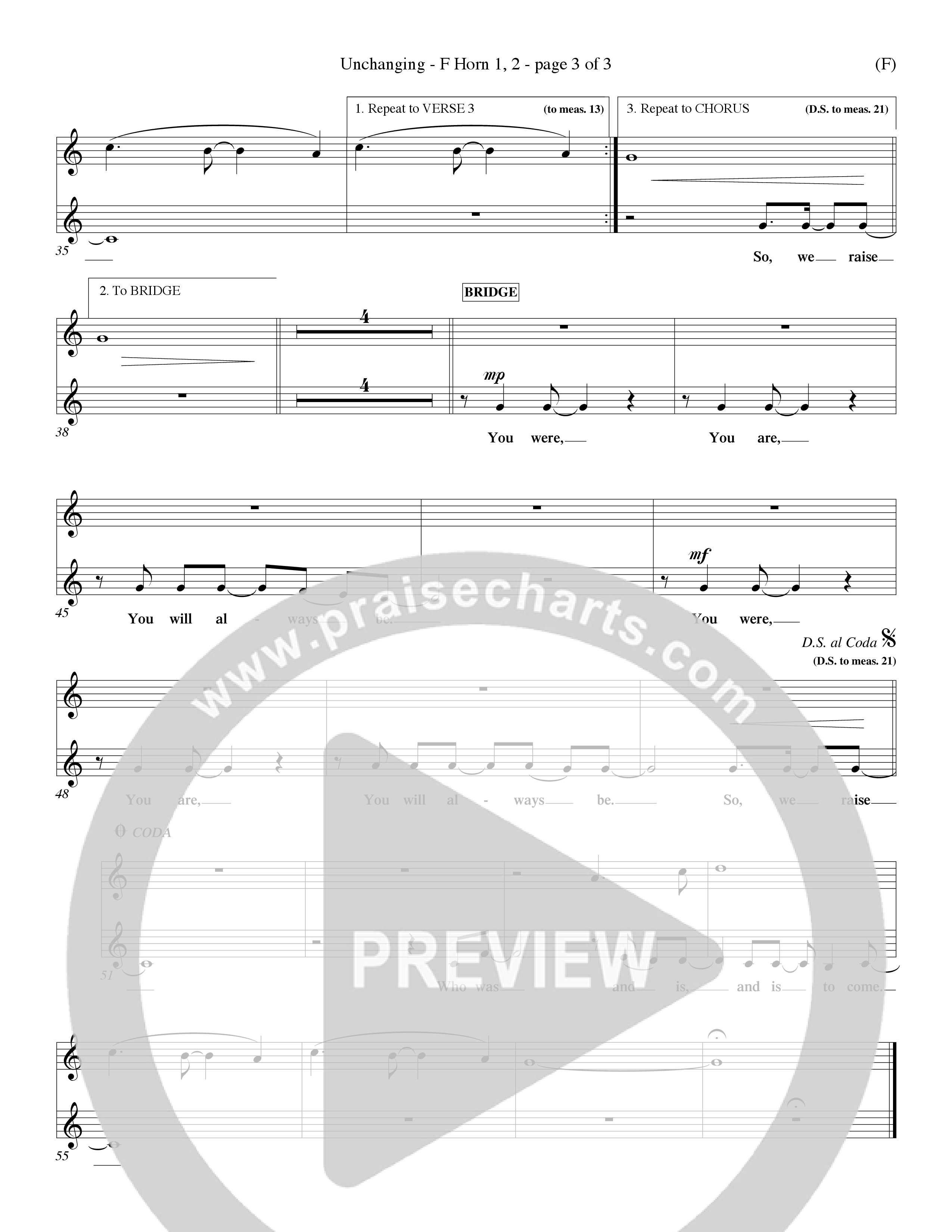 Unchanging (Choral Anthem SATB) French Horn (Word Music Choral / Orch. Dave Williamson)
