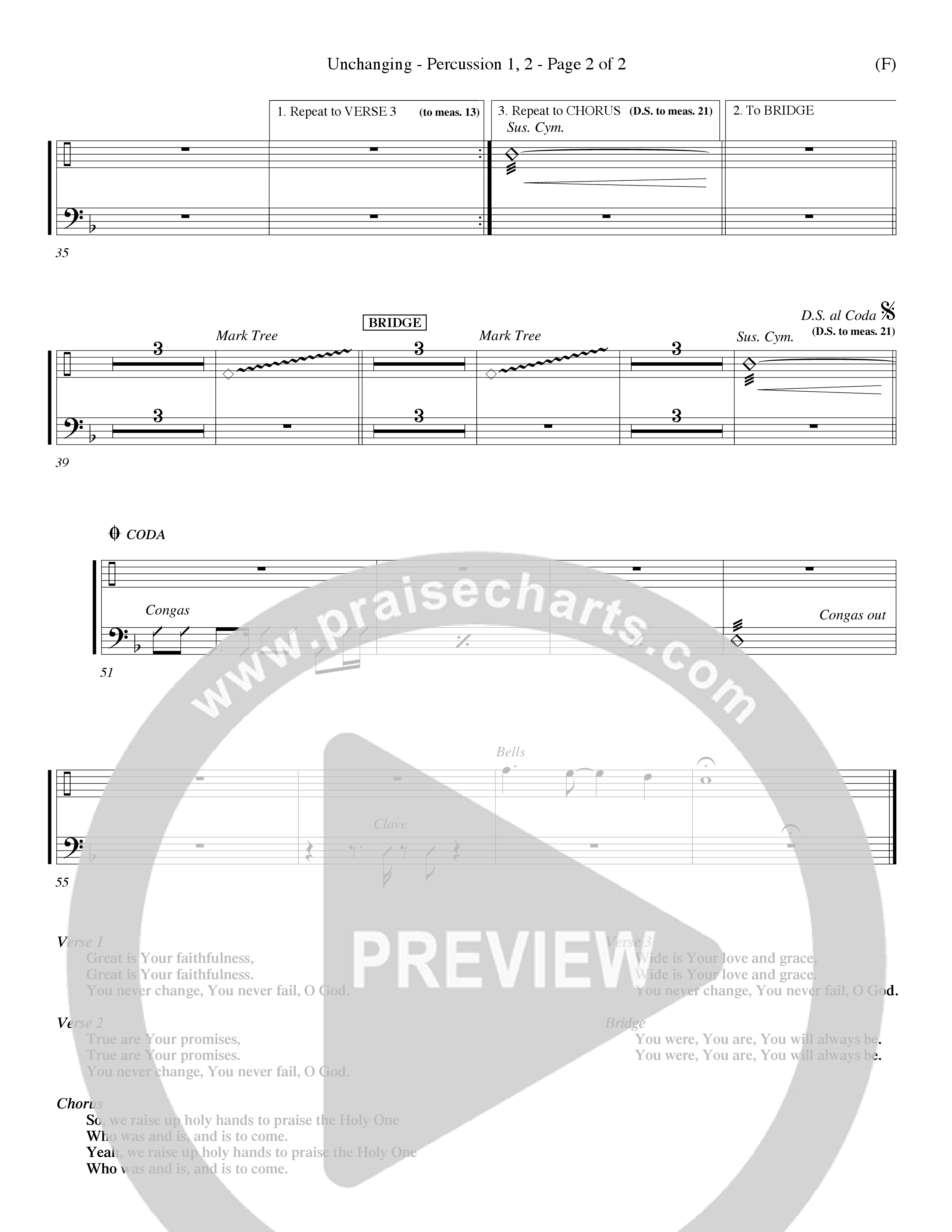 Unchanging (Choral Anthem SATB) Percussion 1/2 (Word Music Choral / Orch. Dave Williamson)