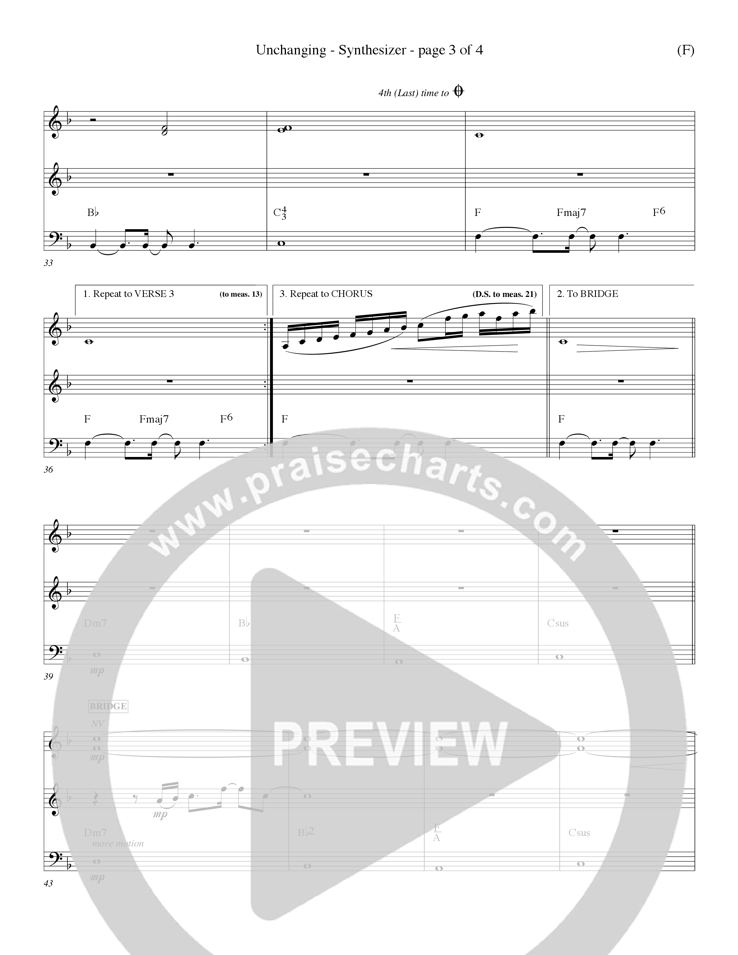 Unchanging (Choral Anthem SATB) Synth (Word Music Choral / Orch. Dave Williamson)