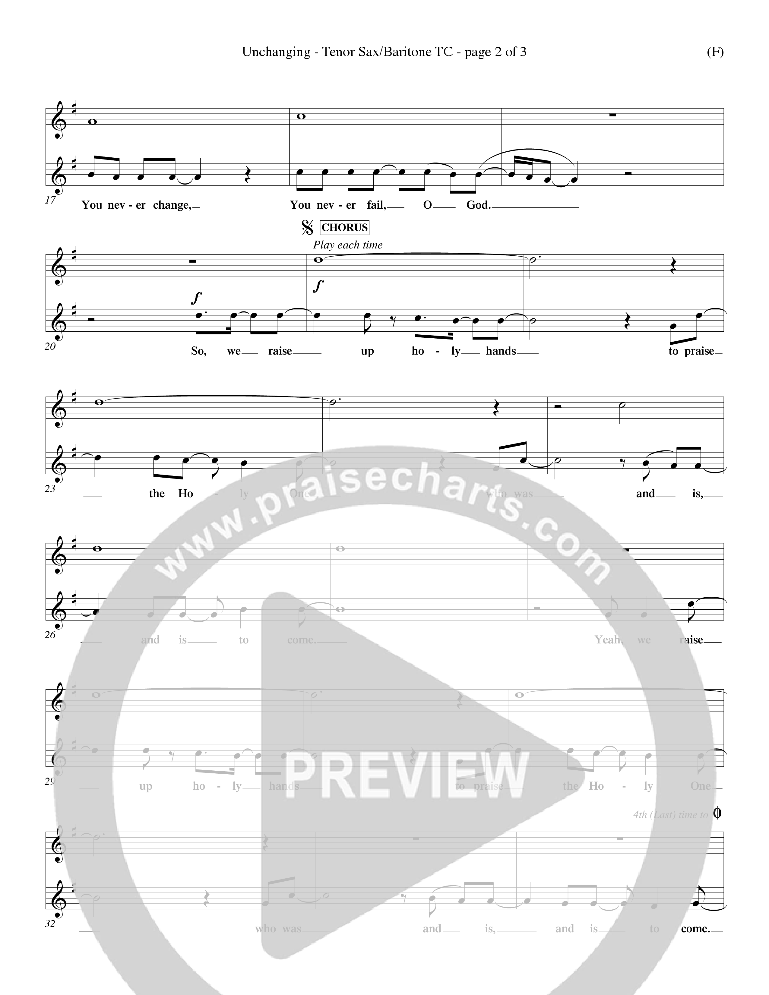 Unchanging (Choral Anthem SATB) Tenor Sax/Baritone T.C. (Word Music Choral / Orch. Dave Williamson)