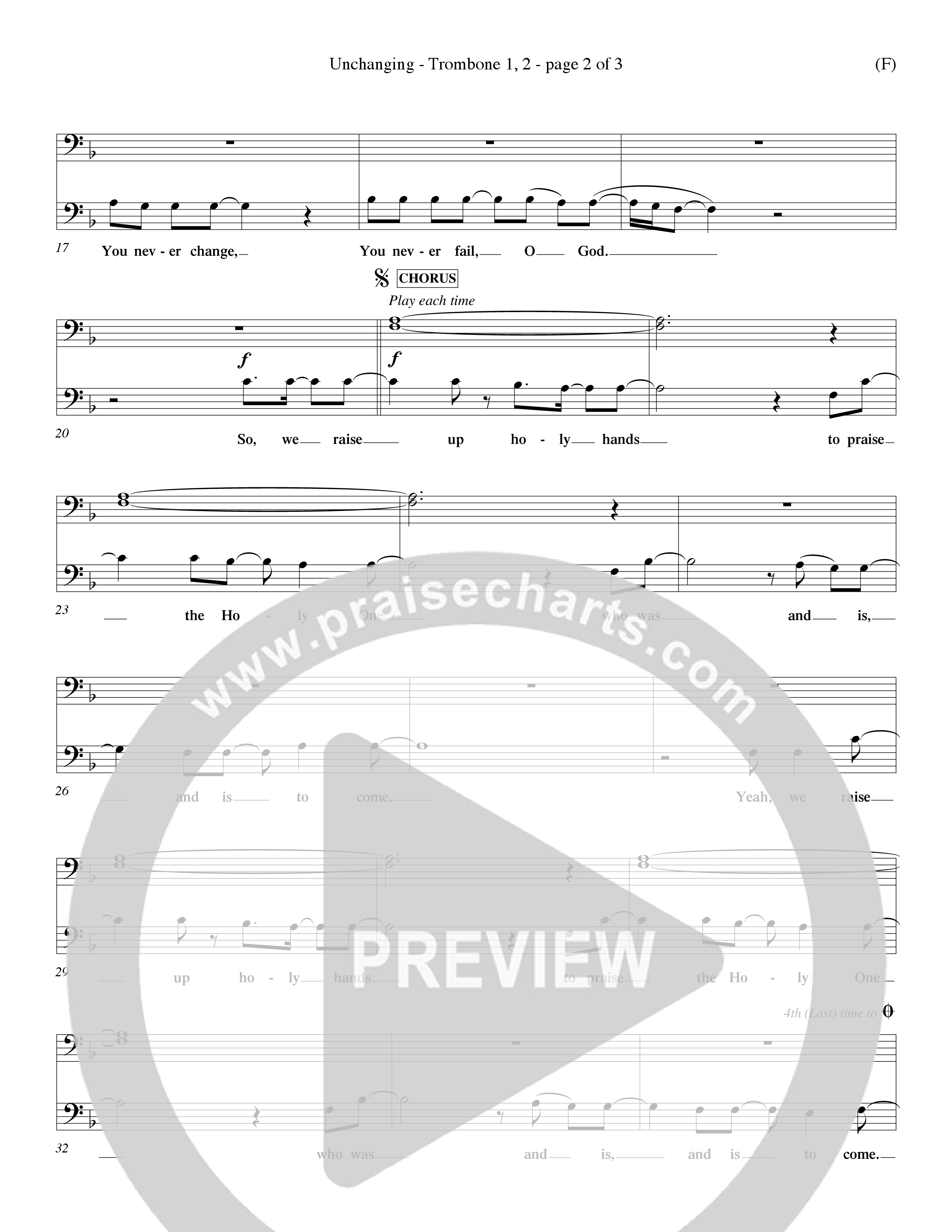 Unchanging (Choral Anthem SATB) Trombone 1/2 (Word Music Choral / Orch. Dave Williamson)