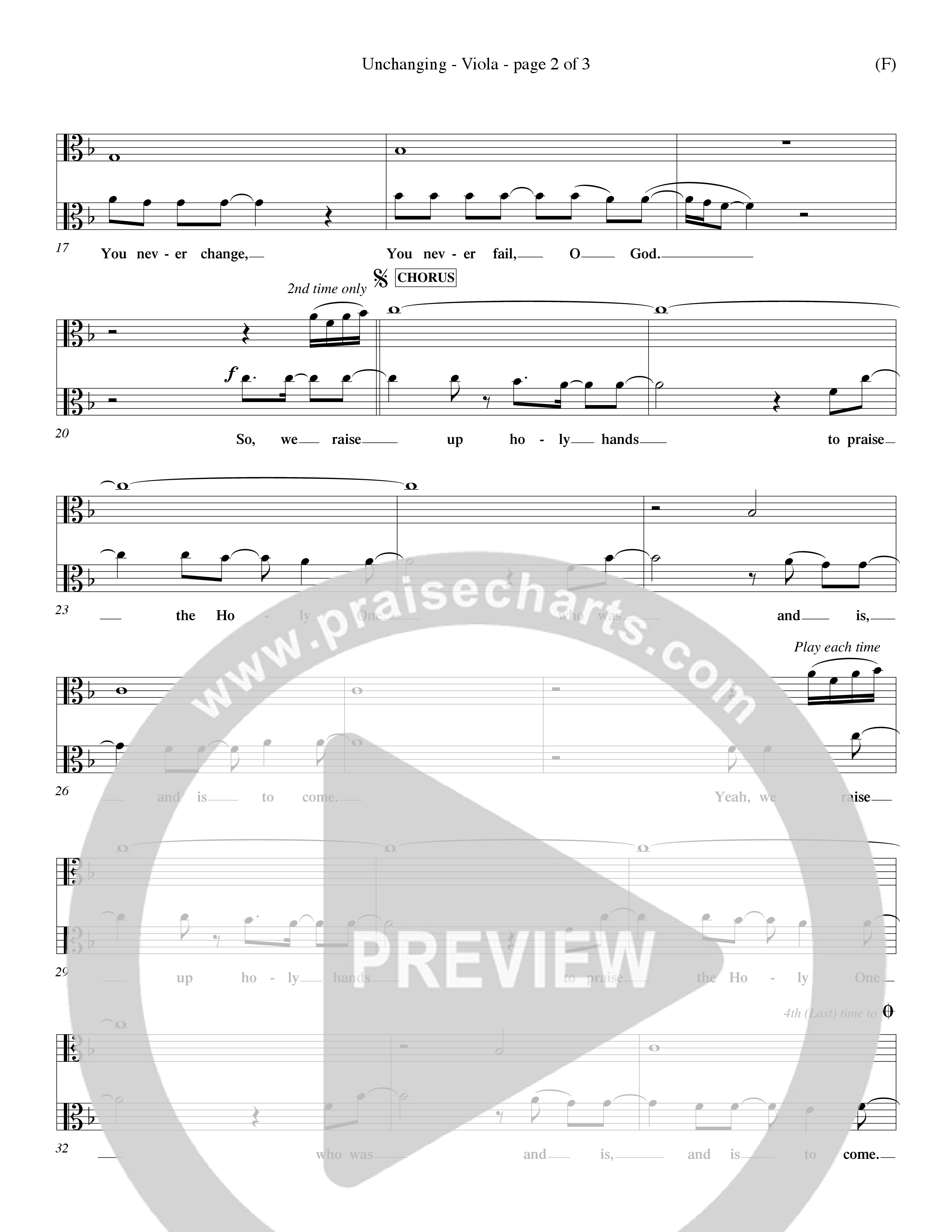 Unchanging (Choral Anthem SATB) Viola (Word Music Choral / Orch. Dave Williamson)