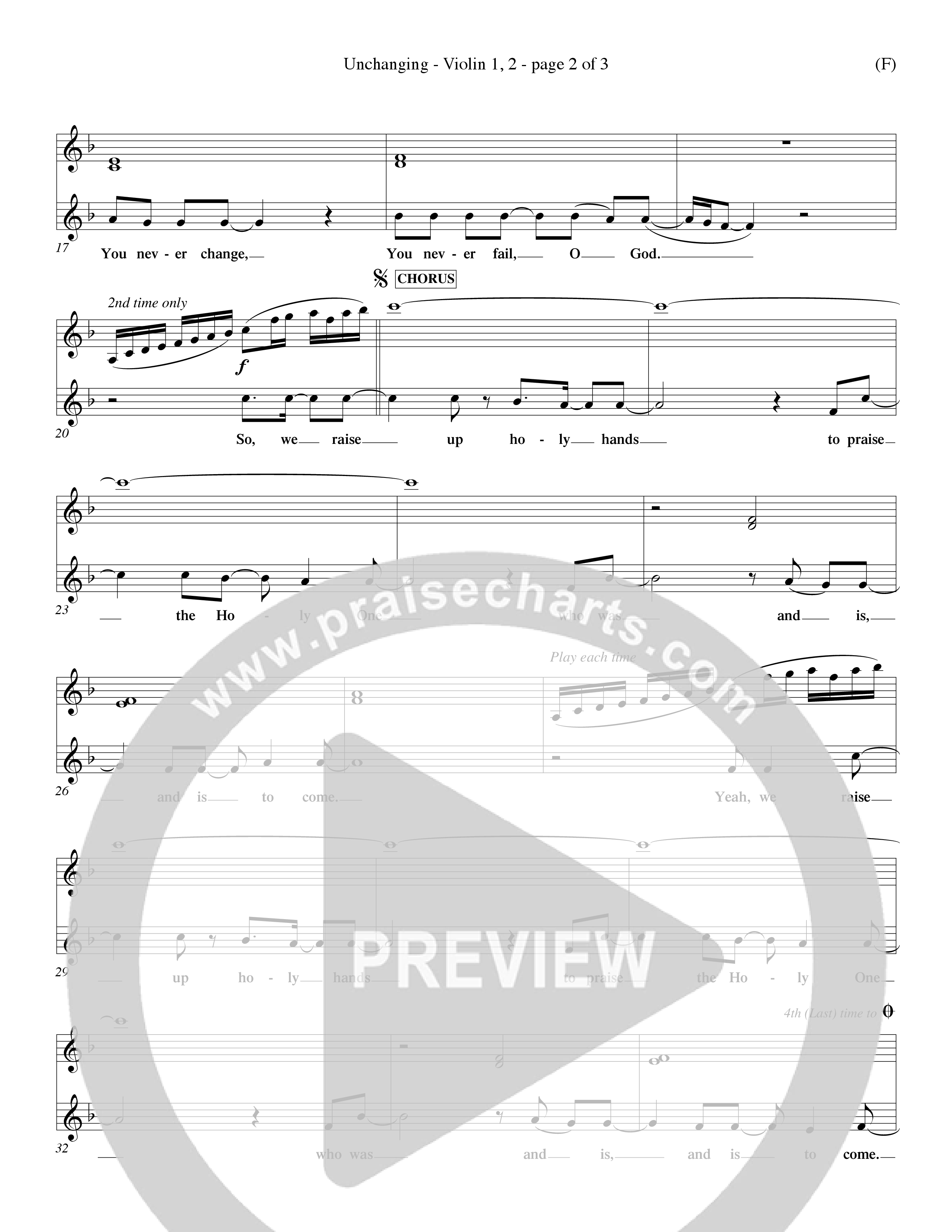Unchanging (Choral Anthem SATB) Violin 1/2 (Word Music Choral / Orch. Dave Williamson)