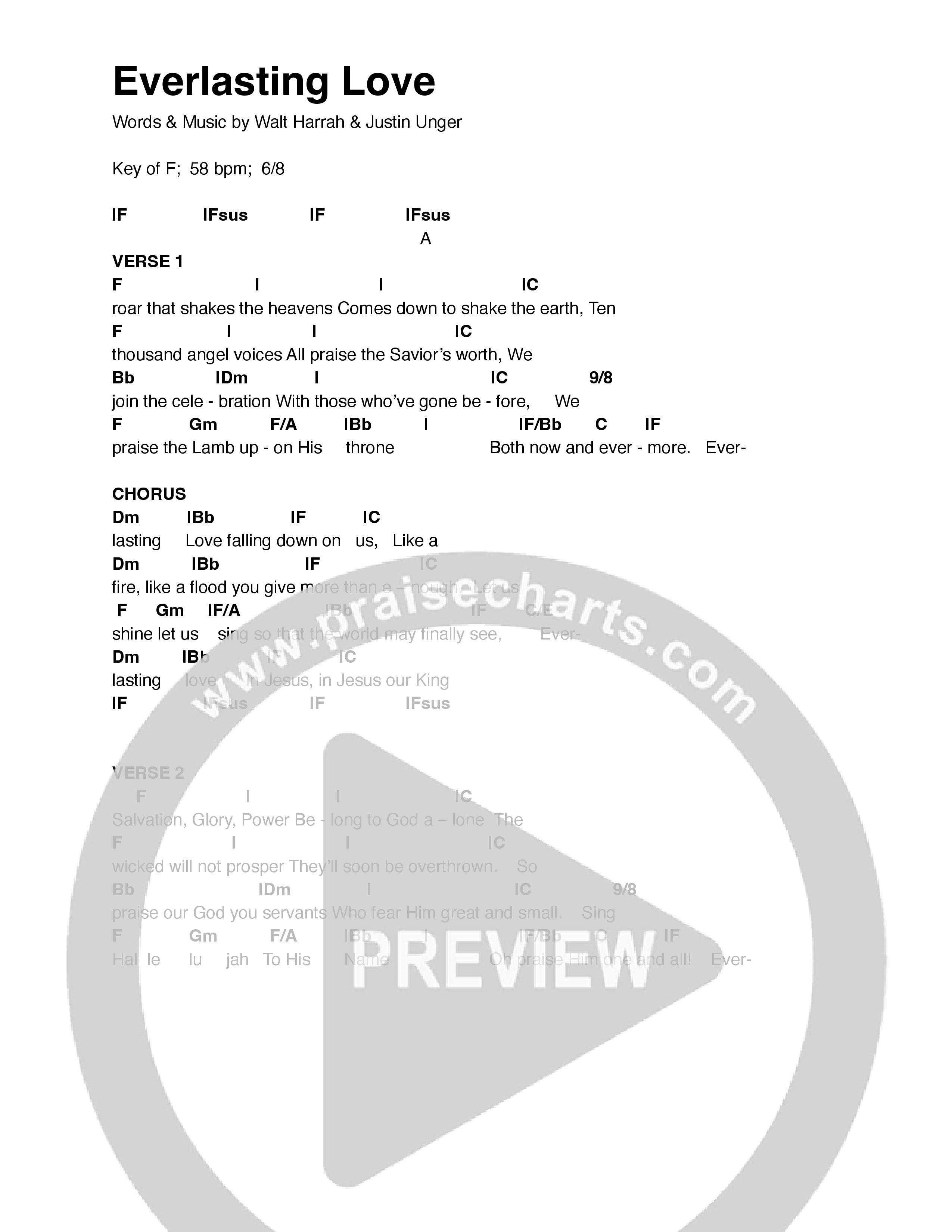 Everlasting Love Chord Chart (Justin Unger)