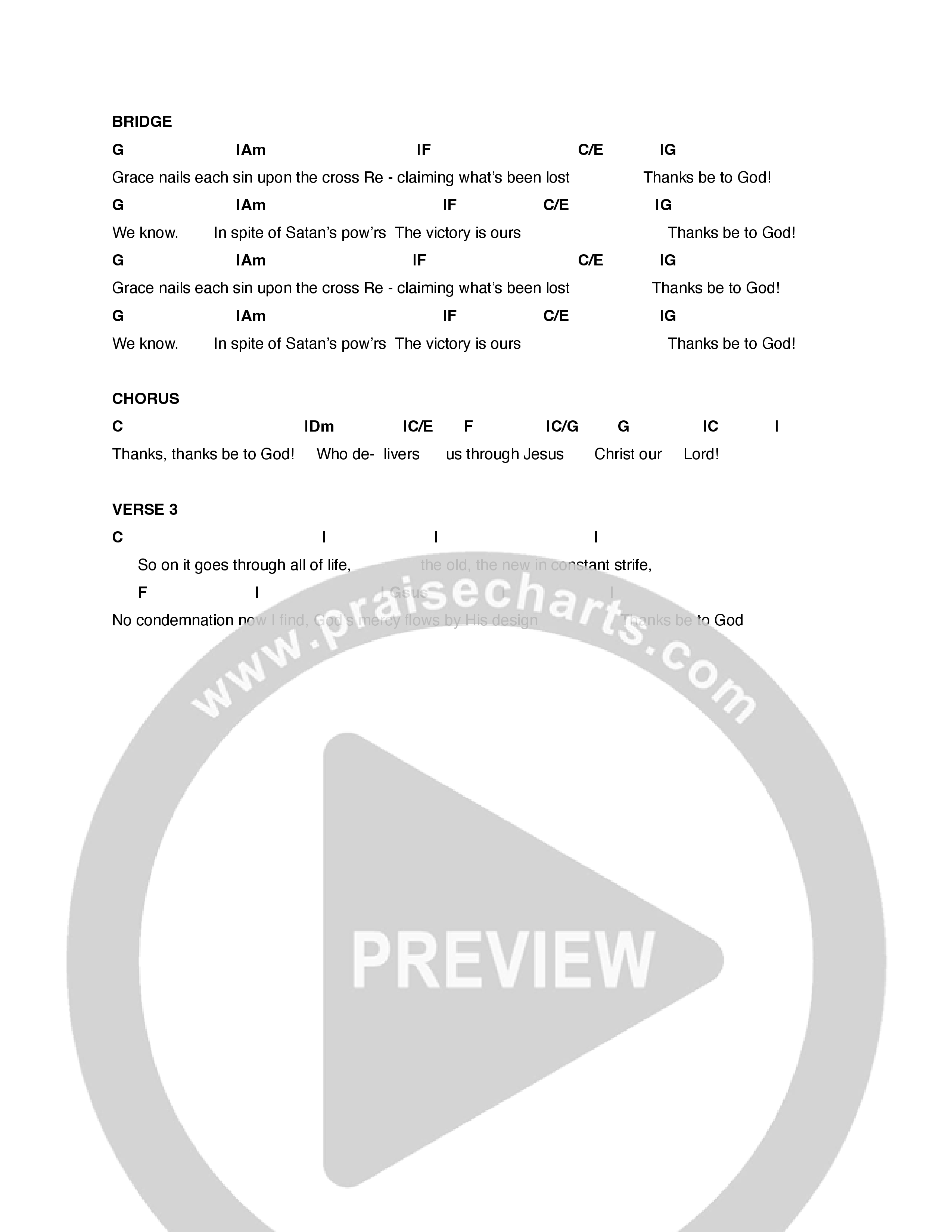 Thanks Be To God Chord Chart (Justin Unger)