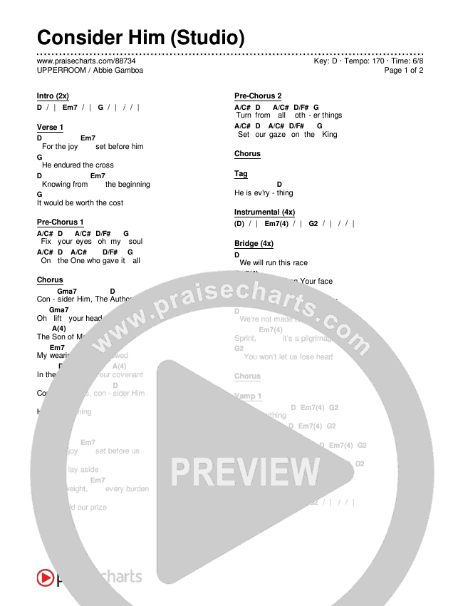 Consider Him (Studio) Chords & Lyrics (UPPERROOM / Abbie Gamboa)
