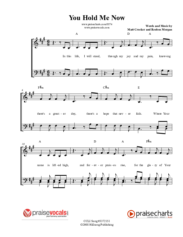 You Hold Me Now Lead Sheet (PraiseVocals)