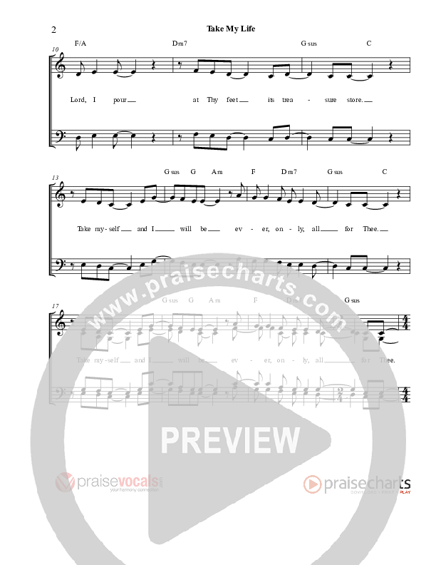 Take My Life Lead Sheet (PraiseVocals)