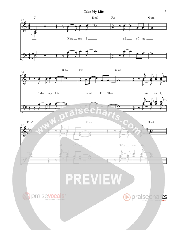Take My Life Lead Sheet (PraiseVocals)