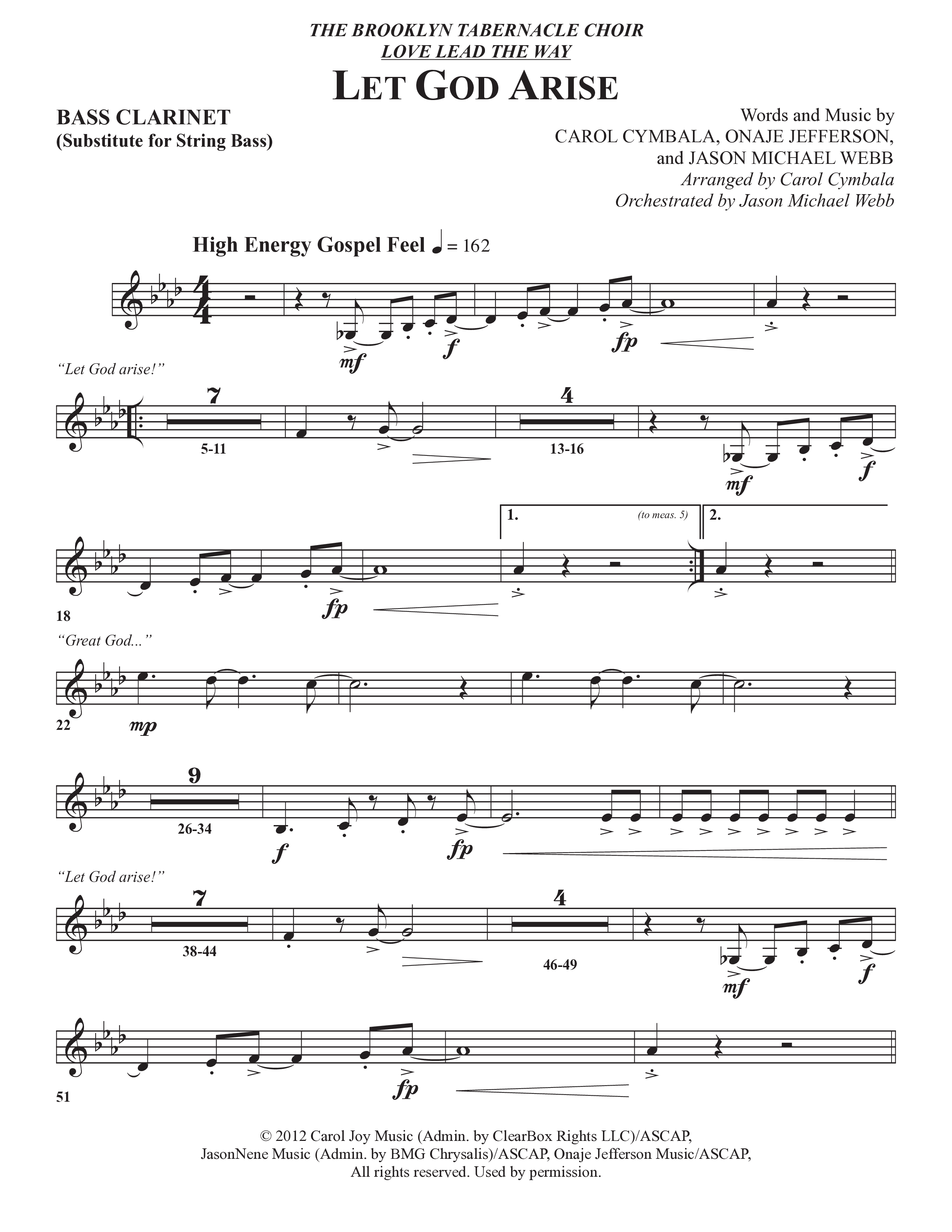 Let God Arise (Choral Anthem SATB) Bass Clarinet (The Brooklyn Tabernacle Choir / Arr. Carol Cymbala / Orch. Jason Michael Webb)