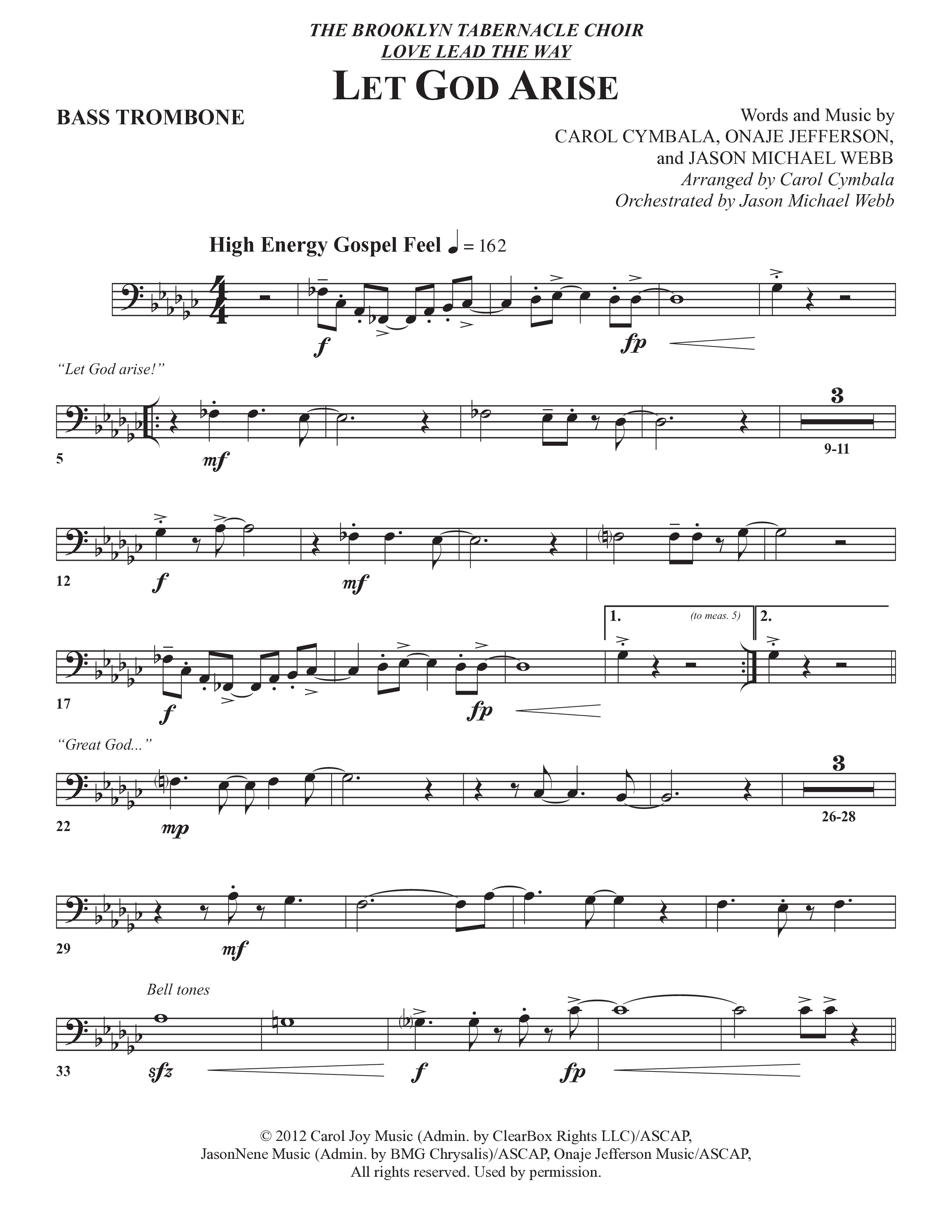 Let God Arise (Choral Anthem SATB) Bass Trombone (The Brooklyn Tabernacle Choir / Arr. Carol Cymbala / Orch. Jason Michael Webb)