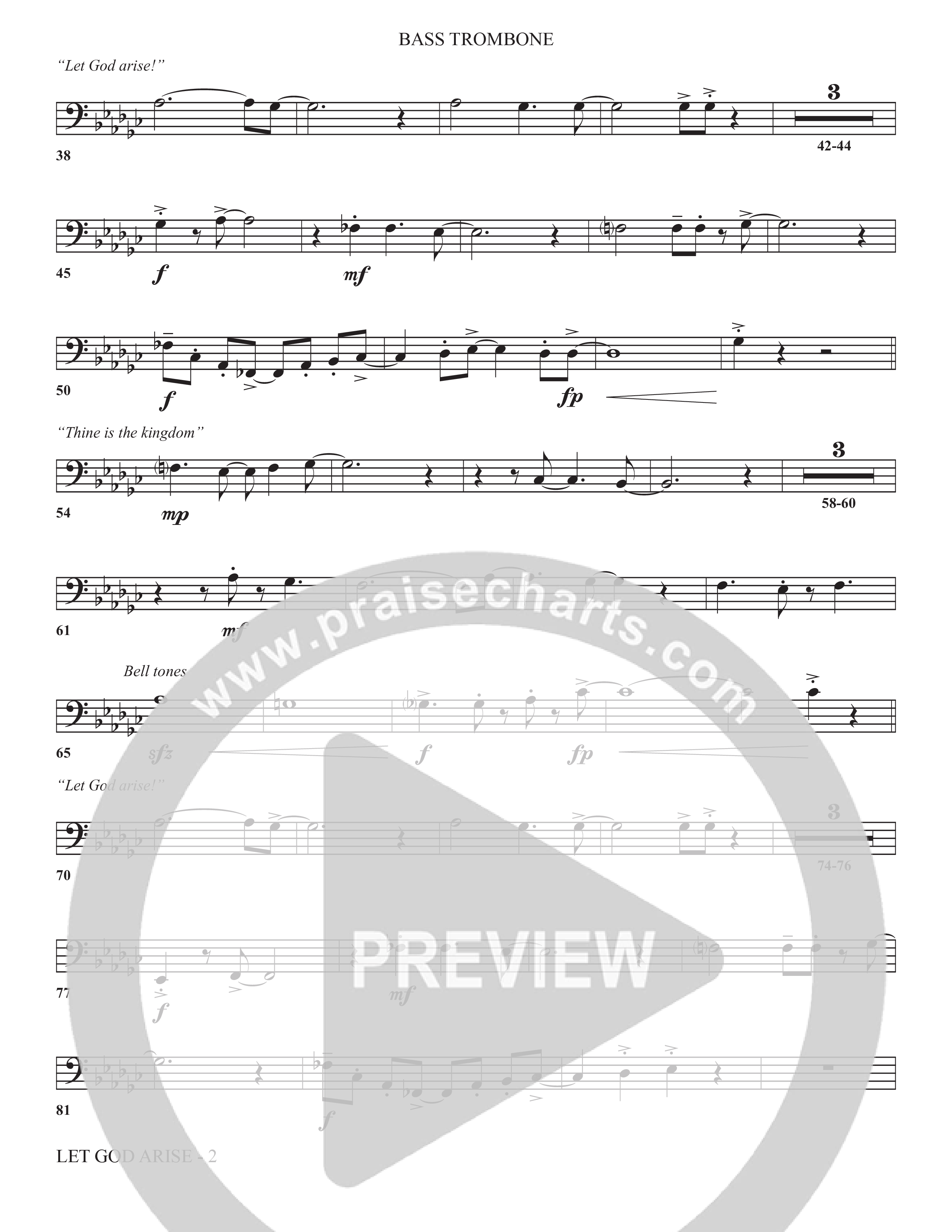 Let God Arise (Choral Anthem SATB) Bass Trombone (The Brooklyn Tabernacle Choir / Arr. Carol Cymbala / Orch. Jason Michael Webb)