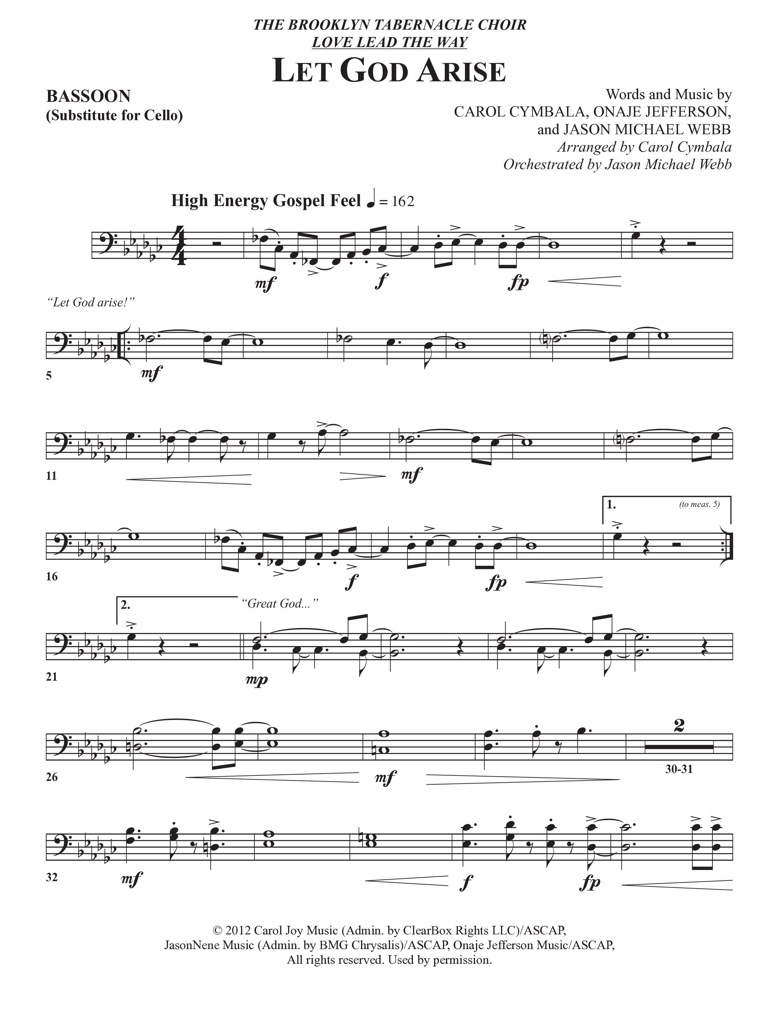 Let God Arise (Choral Anthem SATB) Bassoon (The Brooklyn Tabernacle Choir / Arr. Carol Cymbala / Orch. Jason Michael Webb)