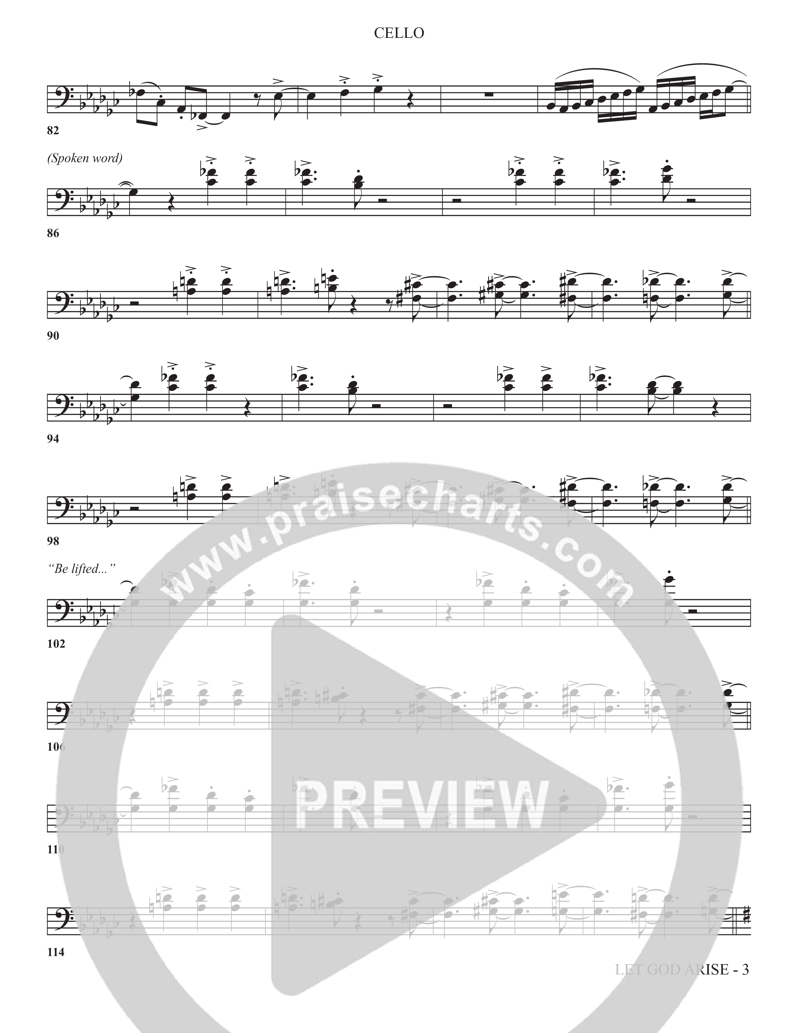 Let God Arise (Choral Anthem SATB) Cello (The Brooklyn Tabernacle Choir / Arr. Carol Cymbala / Orch. Jason Michael Webb)