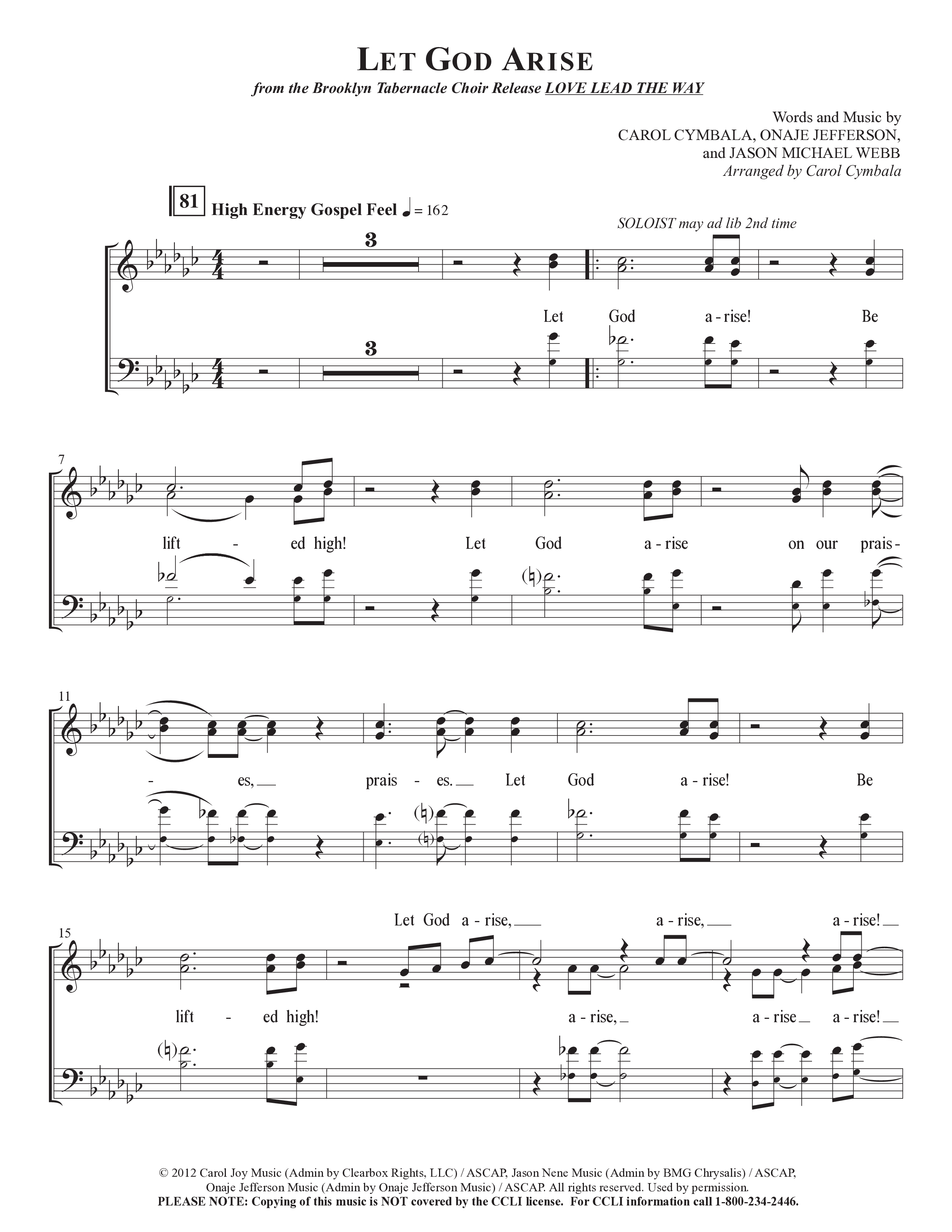 Let God Arise (Choral Anthem SATB) Choir Sheet (SATB) (The Brooklyn Tabernacle Choir / Arr. Carol Cymbala / Orch. Jason Michael Webb)