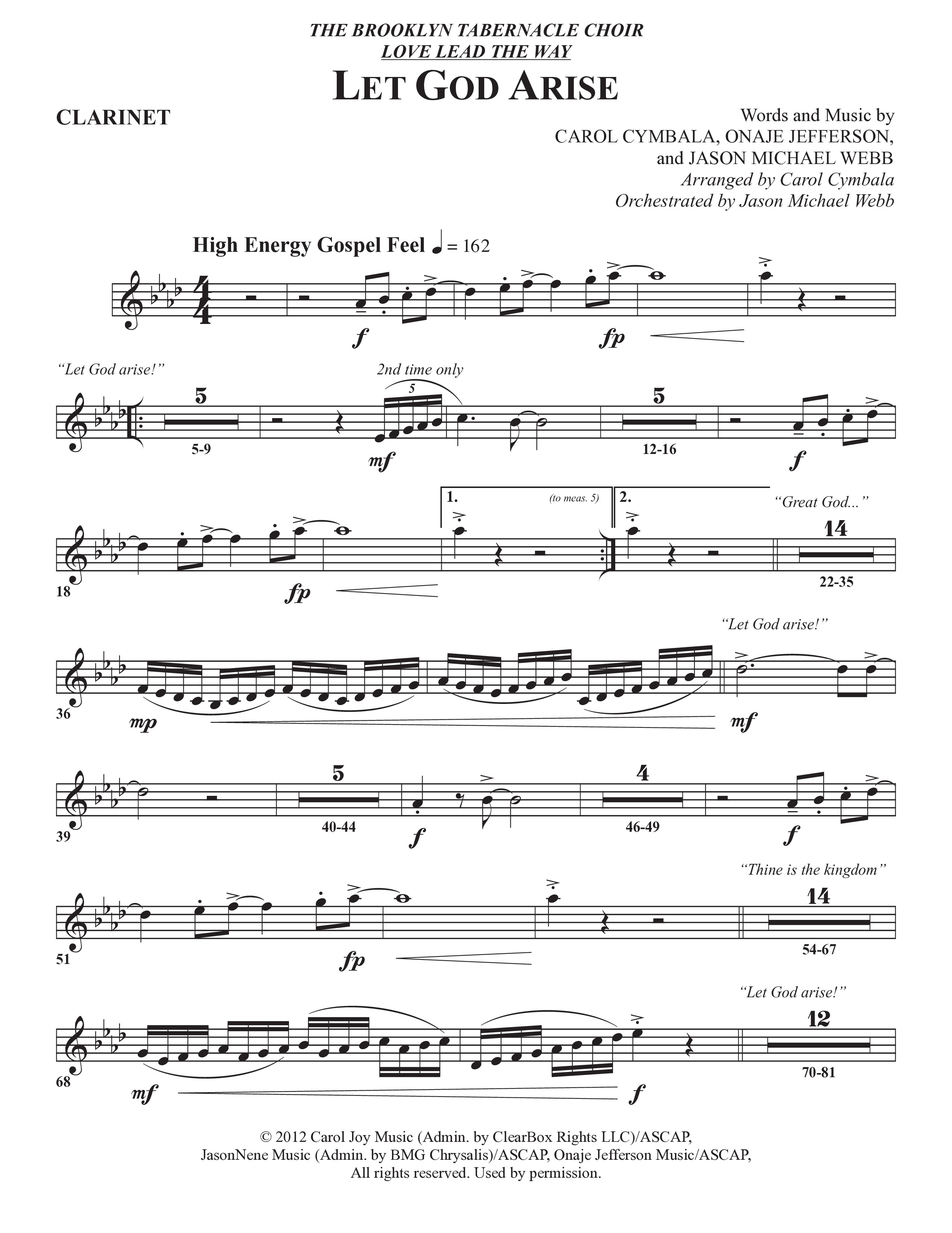 Let God Arise (Choral Anthem SATB) Clarinet (The Brooklyn Tabernacle Choir / Arr. Carol Cymbala / Orch. Jason Michael Webb)
