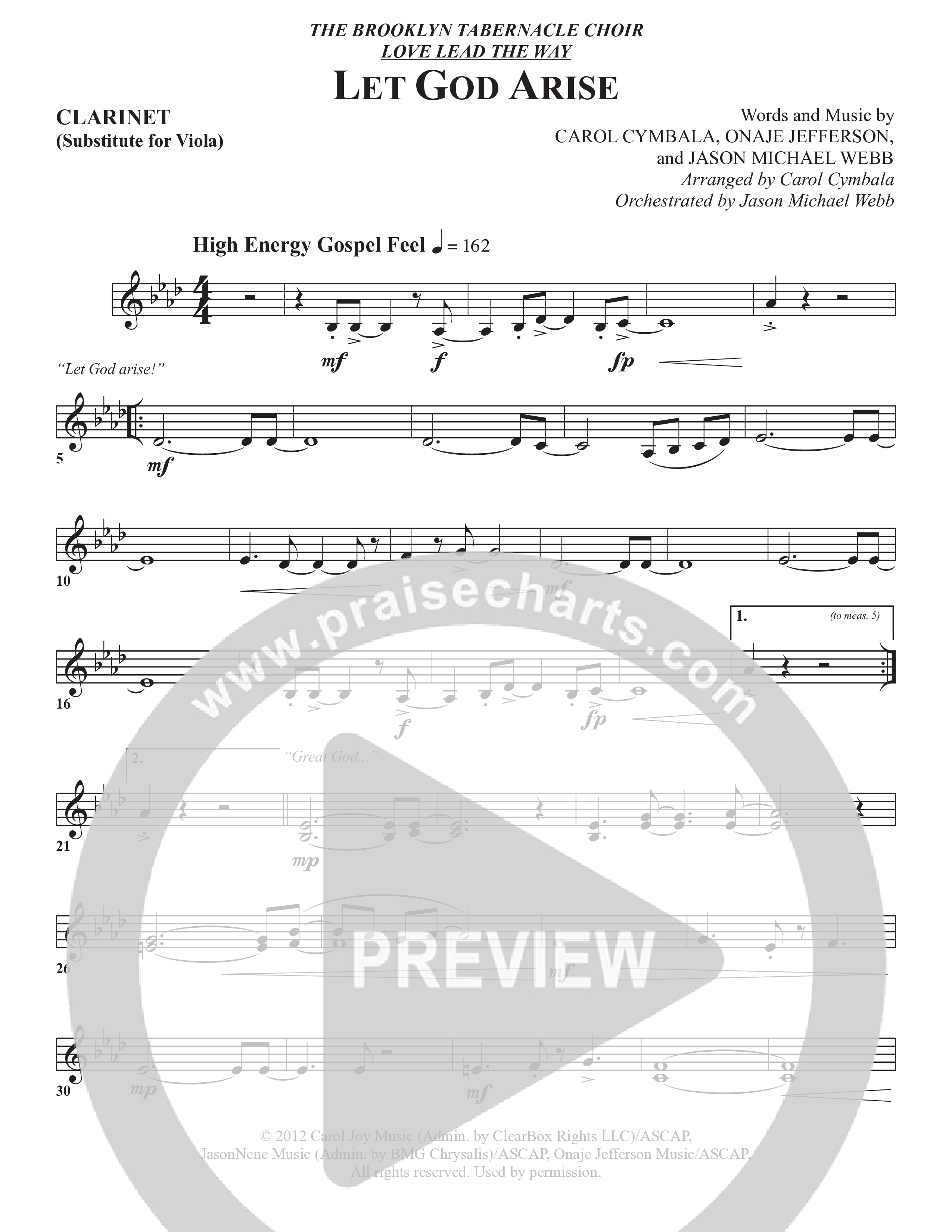 Let God Arise (Choral Anthem SATB) Clarinet (The Brooklyn Tabernacle Choir / Arr. Carol Cymbala / Orch. Jason Michael Webb)