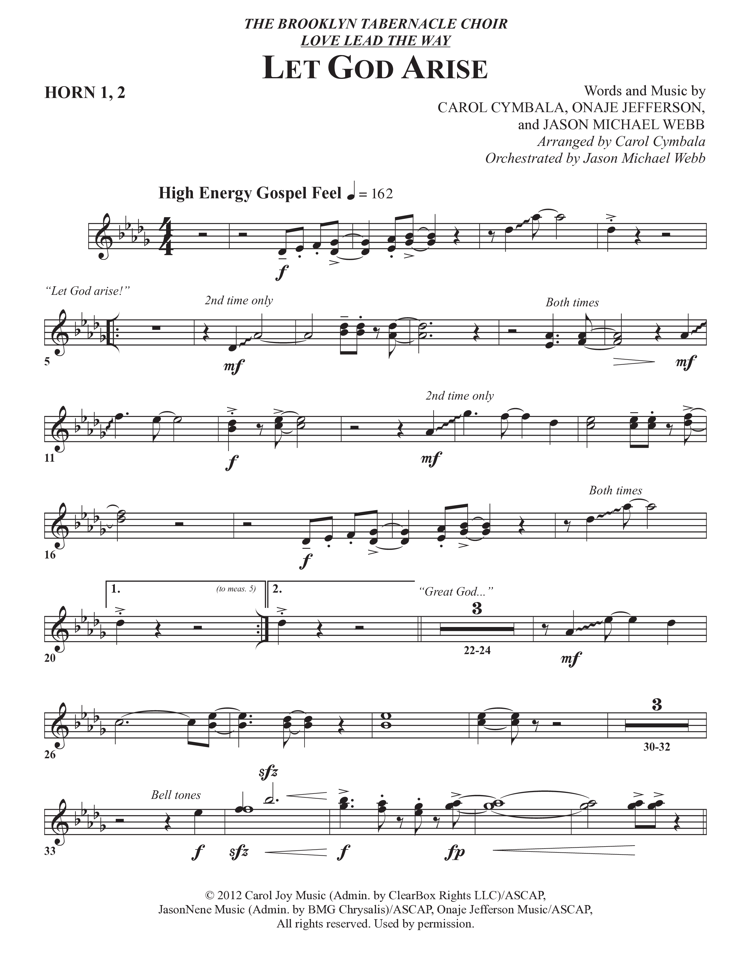 Let God Arise (Choral Anthem SATB) French Horn 1/2 (The Brooklyn Tabernacle Choir / Arr. Carol Cymbala / Orch. Jason Michael Webb)