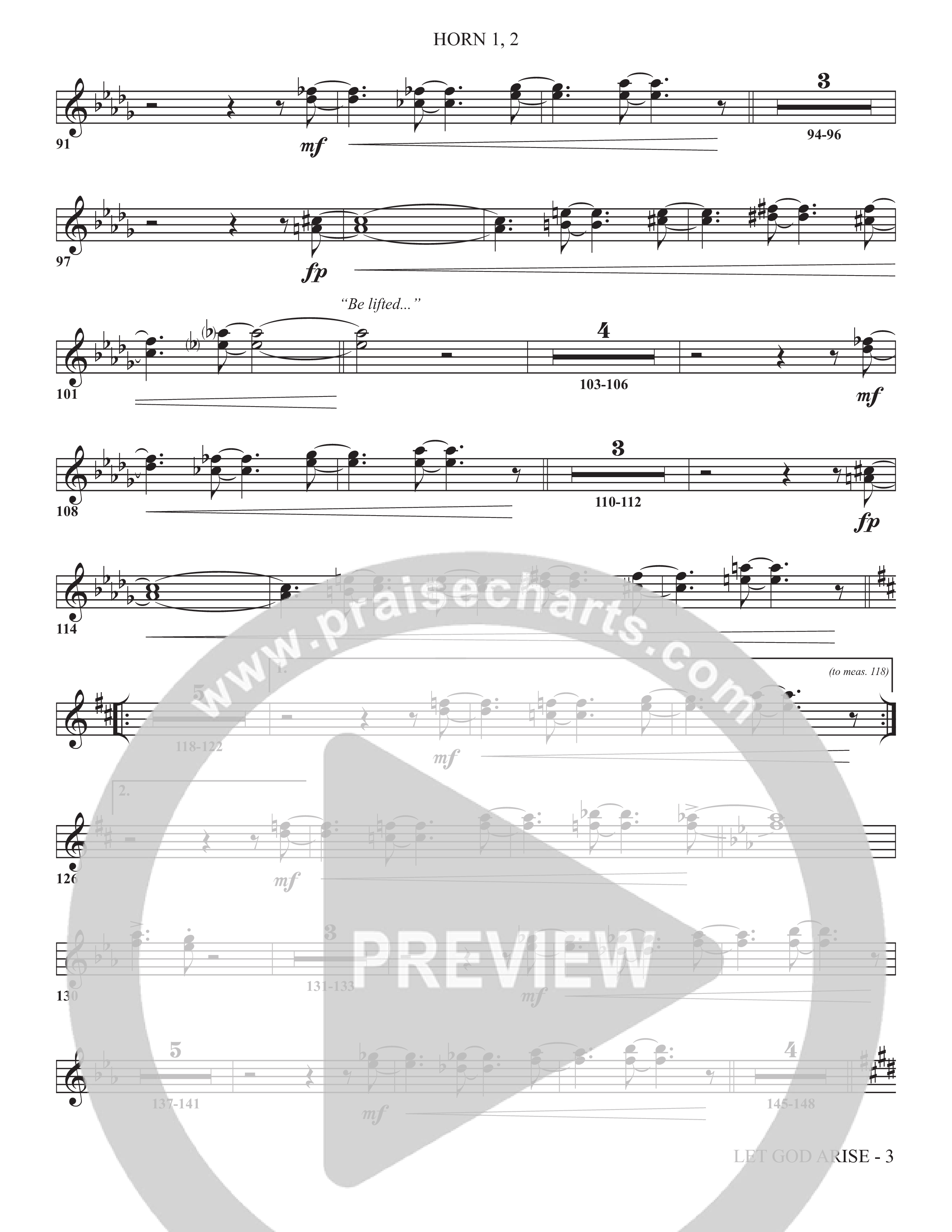 Let God Arise (Choral Anthem SATB) French Horn 1/2 (The Brooklyn Tabernacle Choir / Arr. Carol Cymbala / Orch. Jason Michael Webb)