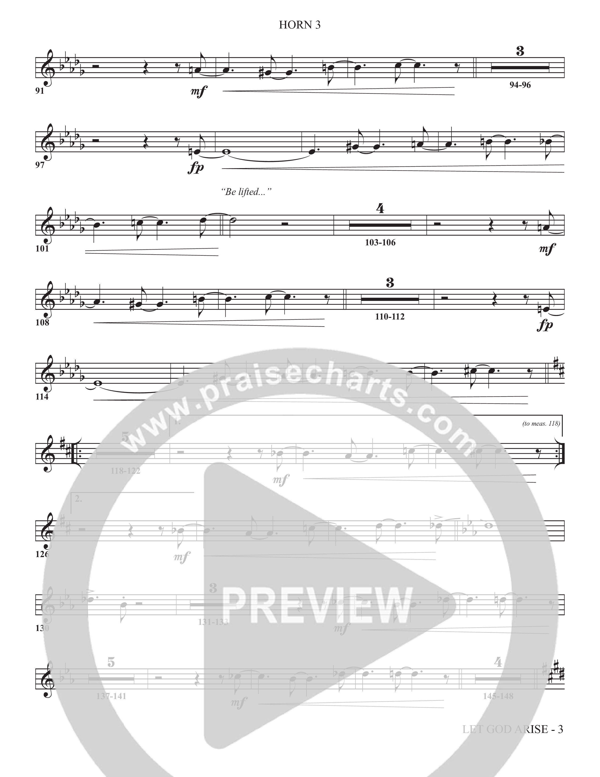 Let God Arise (Choral Anthem SATB) French Horn 3 (The Brooklyn Tabernacle Choir / Arr. Carol Cymbala / Orch. Jason Michael Webb)