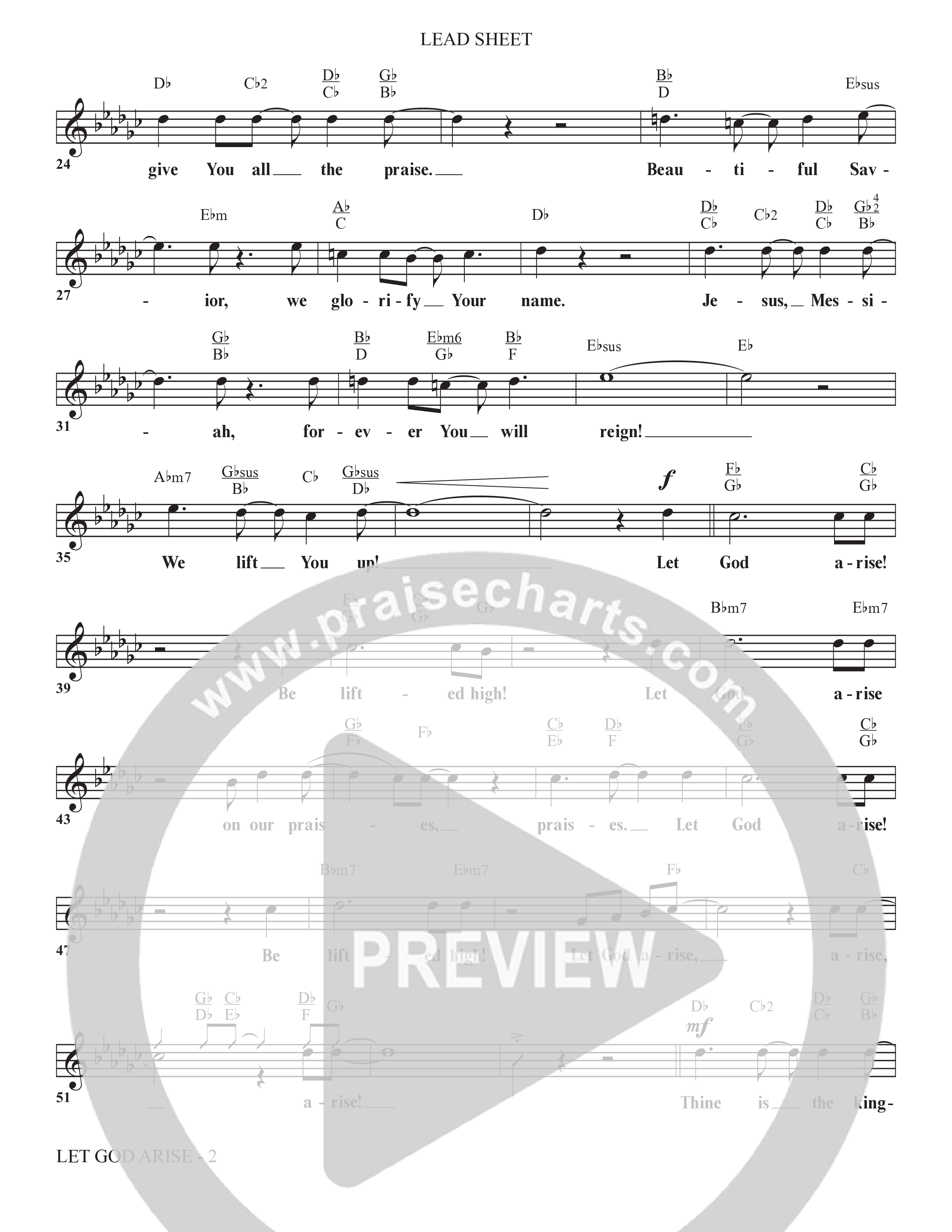 Let God Arise (Choral Anthem SATB) Lead Sheet (Melody) (The Brooklyn Tabernacle Choir / Arr. Carol Cymbala / Orch. Jason Michael Webb)