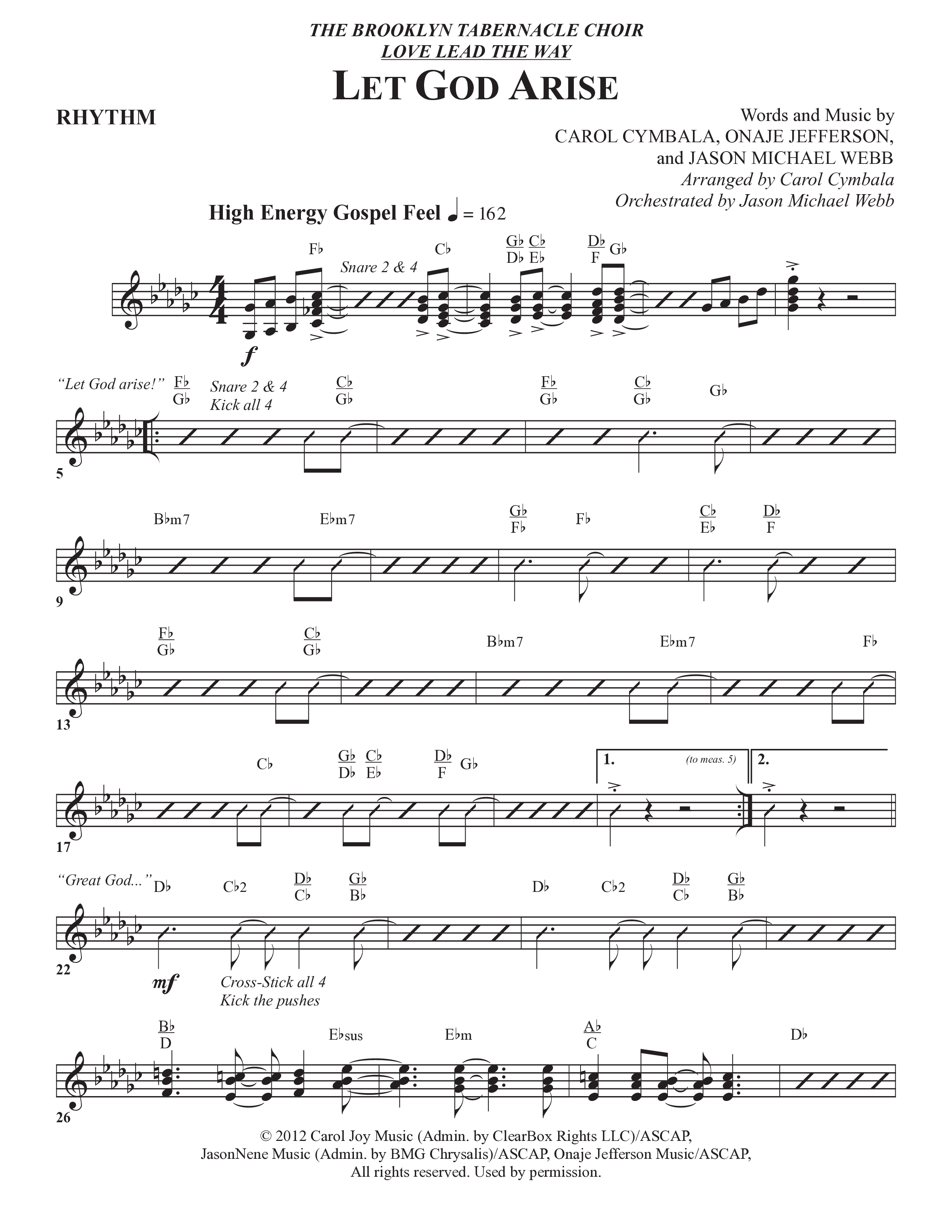 Let God Arise (Choral Anthem SATB) Rhythm Chart (The Brooklyn Tabernacle Choir / Arr. Carol Cymbala / Orch. Jason Michael Webb)
