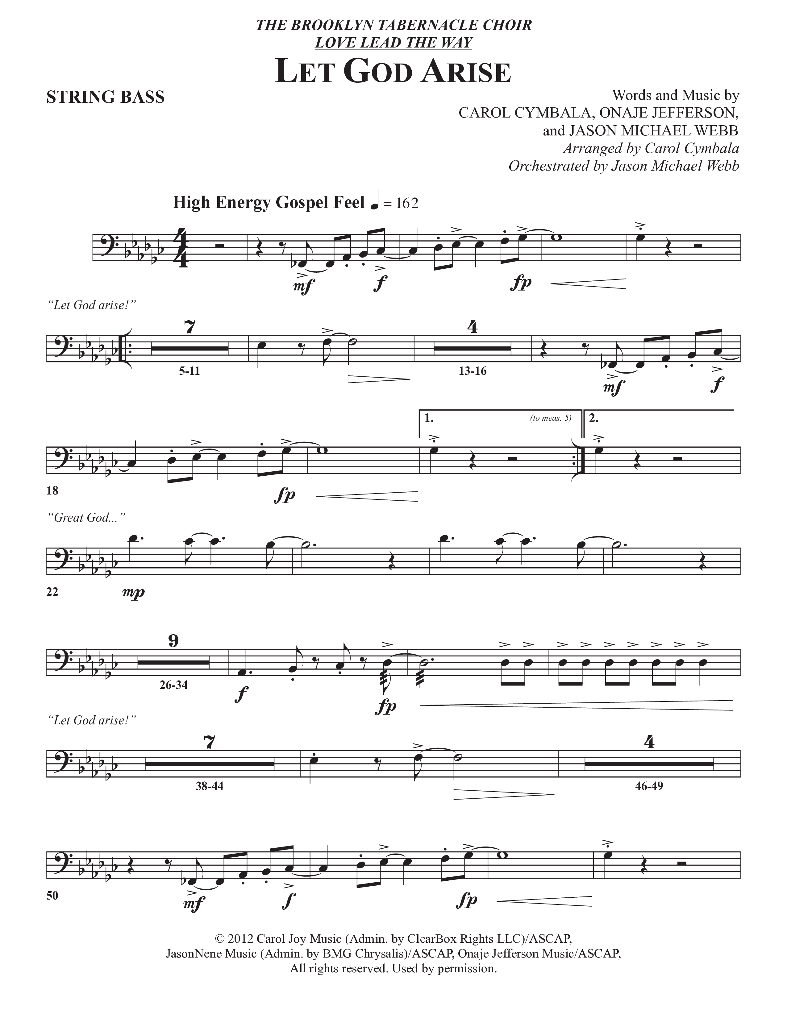 Let God Arise (Choral Anthem SATB) String Bass (The Brooklyn Tabernacle Choir / Arr. Carol Cymbala / Orch. Jason Michael Webb)