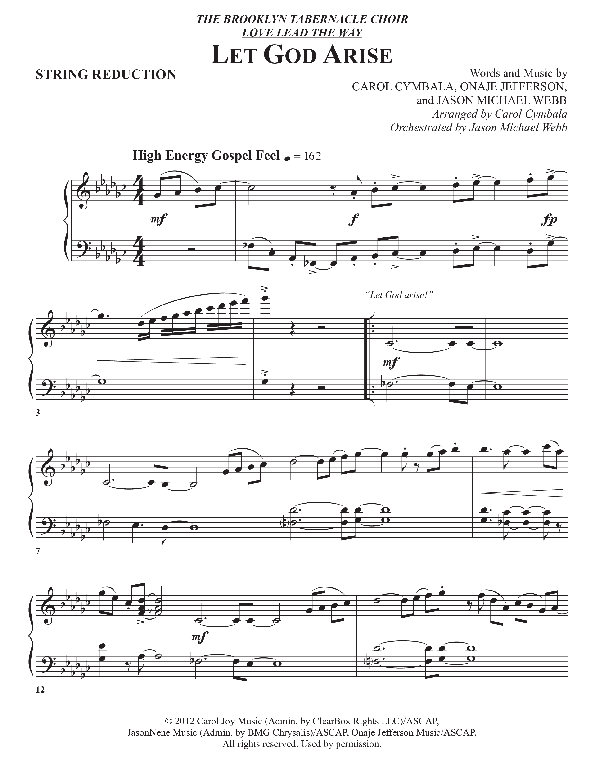 Let God Arise (Choral Anthem SATB) String Reduction (The Brooklyn Tabernacle Choir / Arr. Carol Cymbala / Orch. Jason Michael Webb)