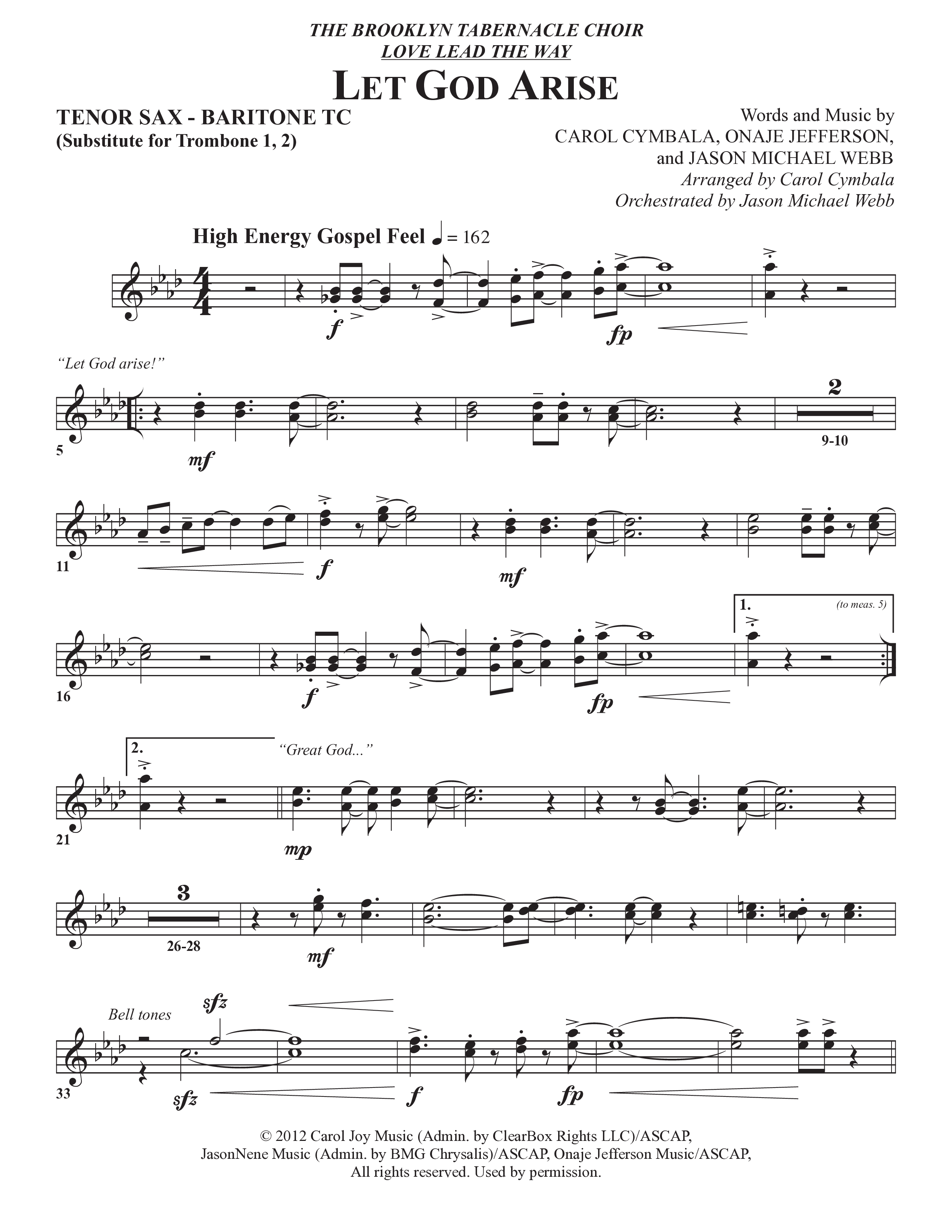 Let God Arise (Choral Anthem SATB) Tenor Sax/Baritone T.C. (The Brooklyn Tabernacle Choir / Arr. Carol Cymbala / Orch. Jason Michael Webb)