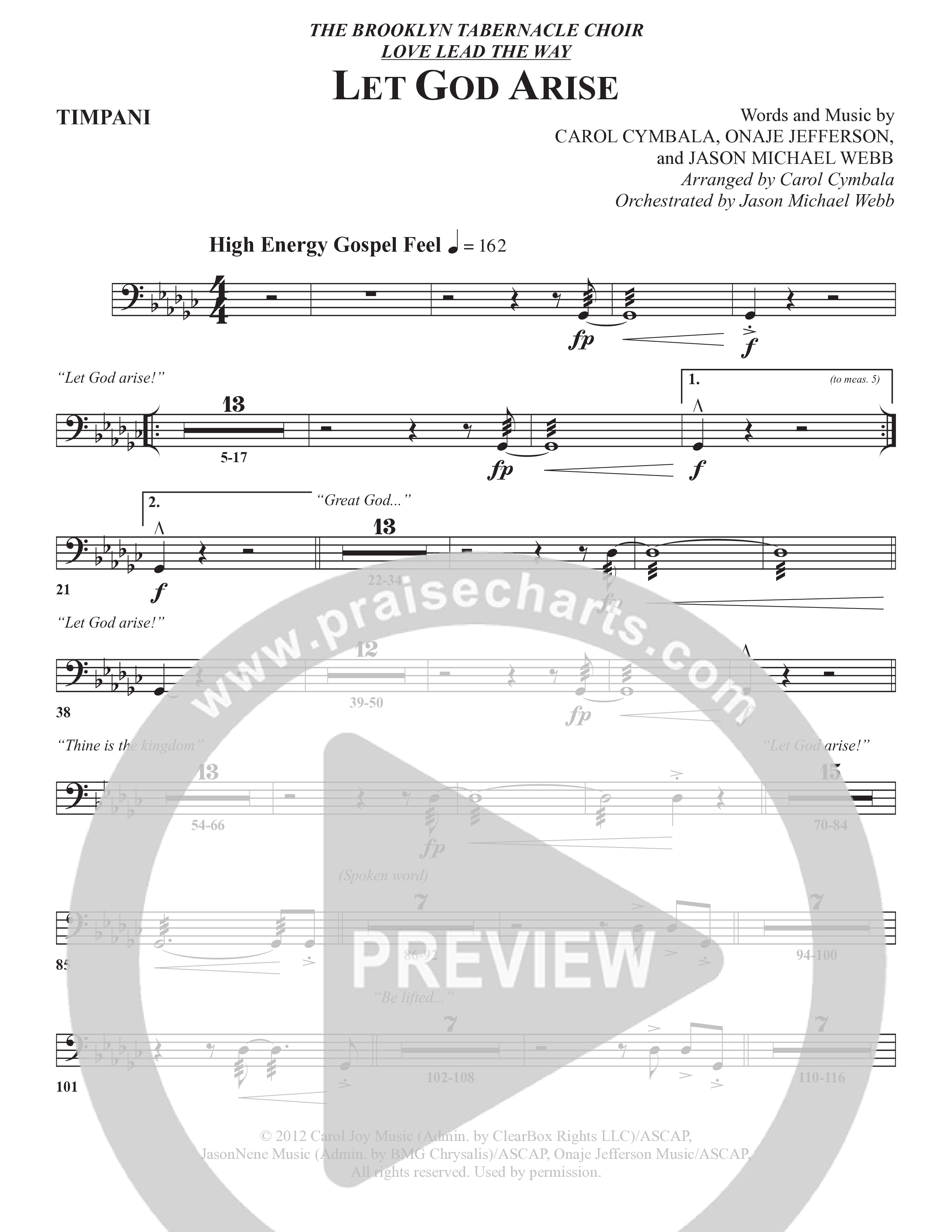 Let God Arise (Choral Anthem SATB) Timpani (The Brooklyn Tabernacle Choir / Arr. Carol Cymbala / Orch. Jason Michael Webb)