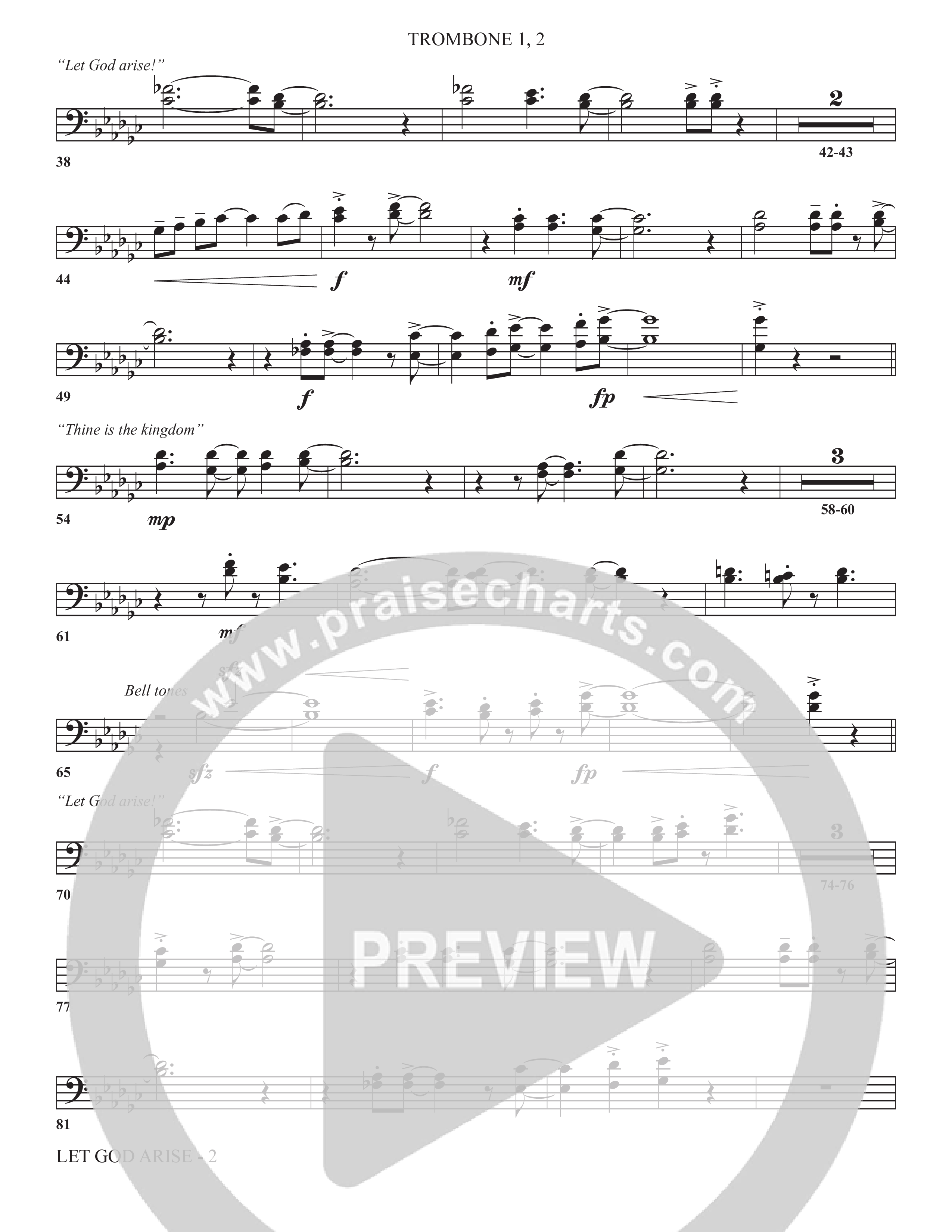 Let God Arise (Choral Anthem SATB) Trombone 1/2 (The Brooklyn Tabernacle Choir / Arr. Carol Cymbala / Orch. Jason Michael Webb)
